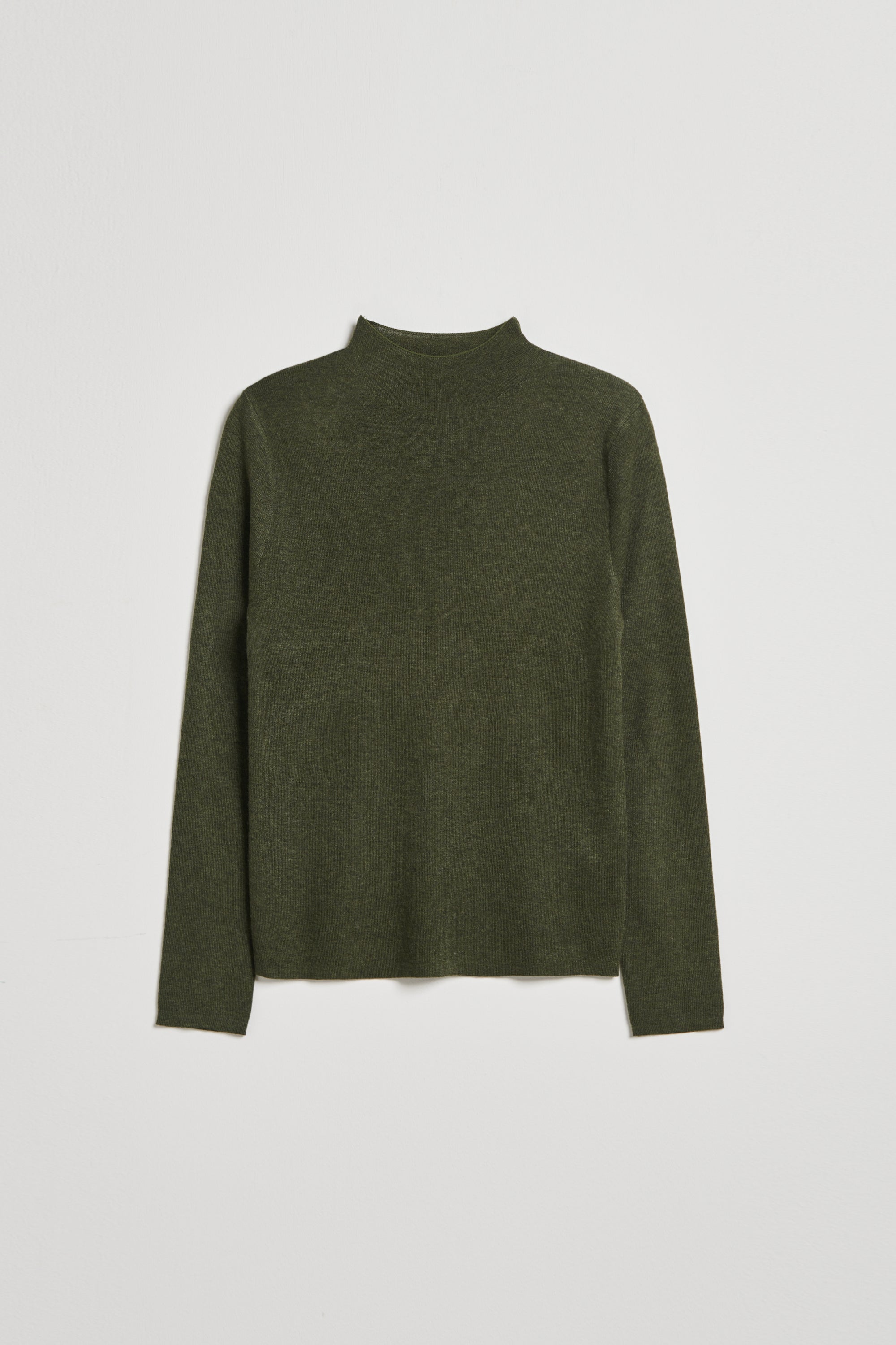 柔感小立領針織上衣-墨綠