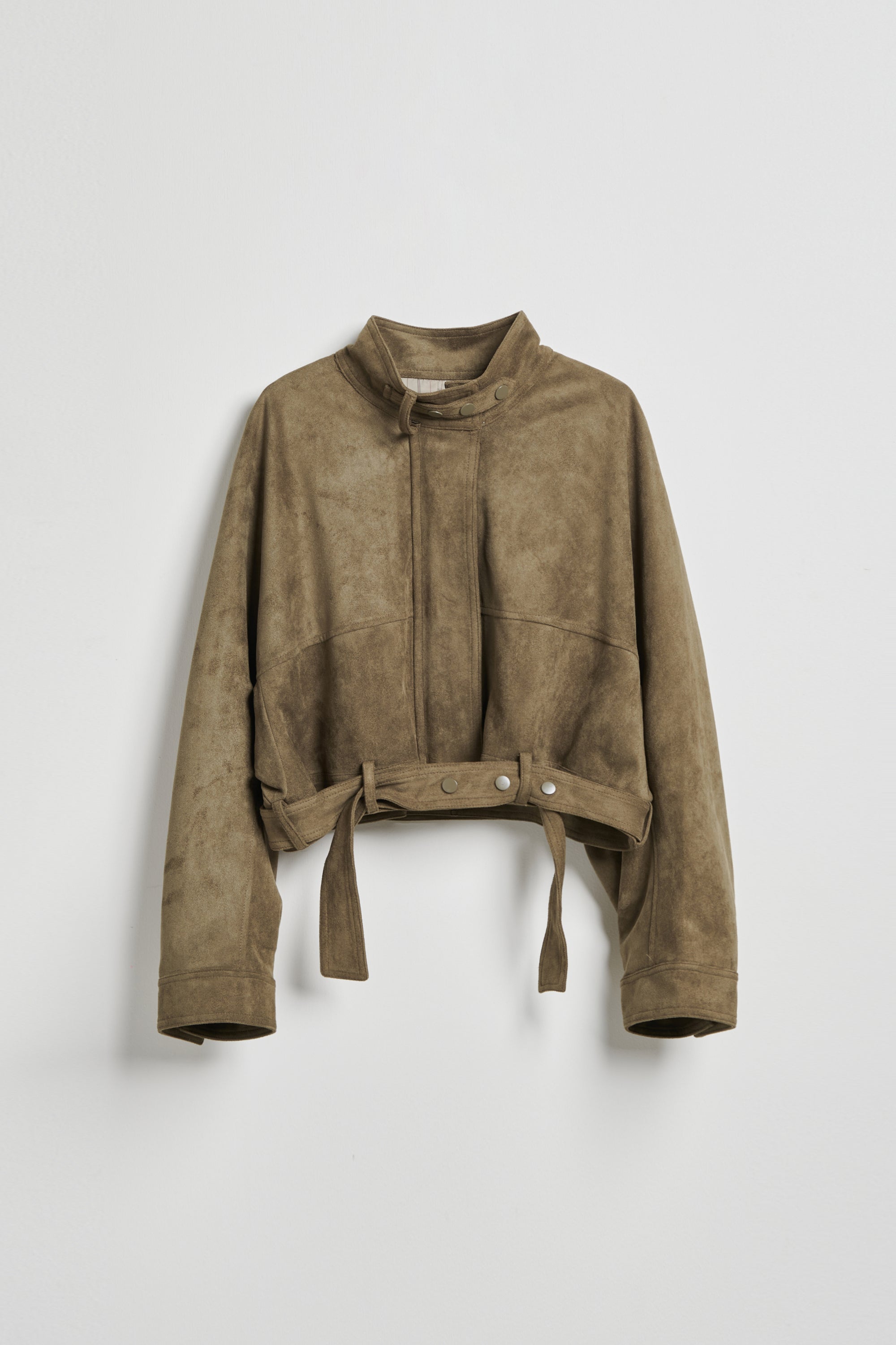 立領麂皮絨夾克外套-綠色