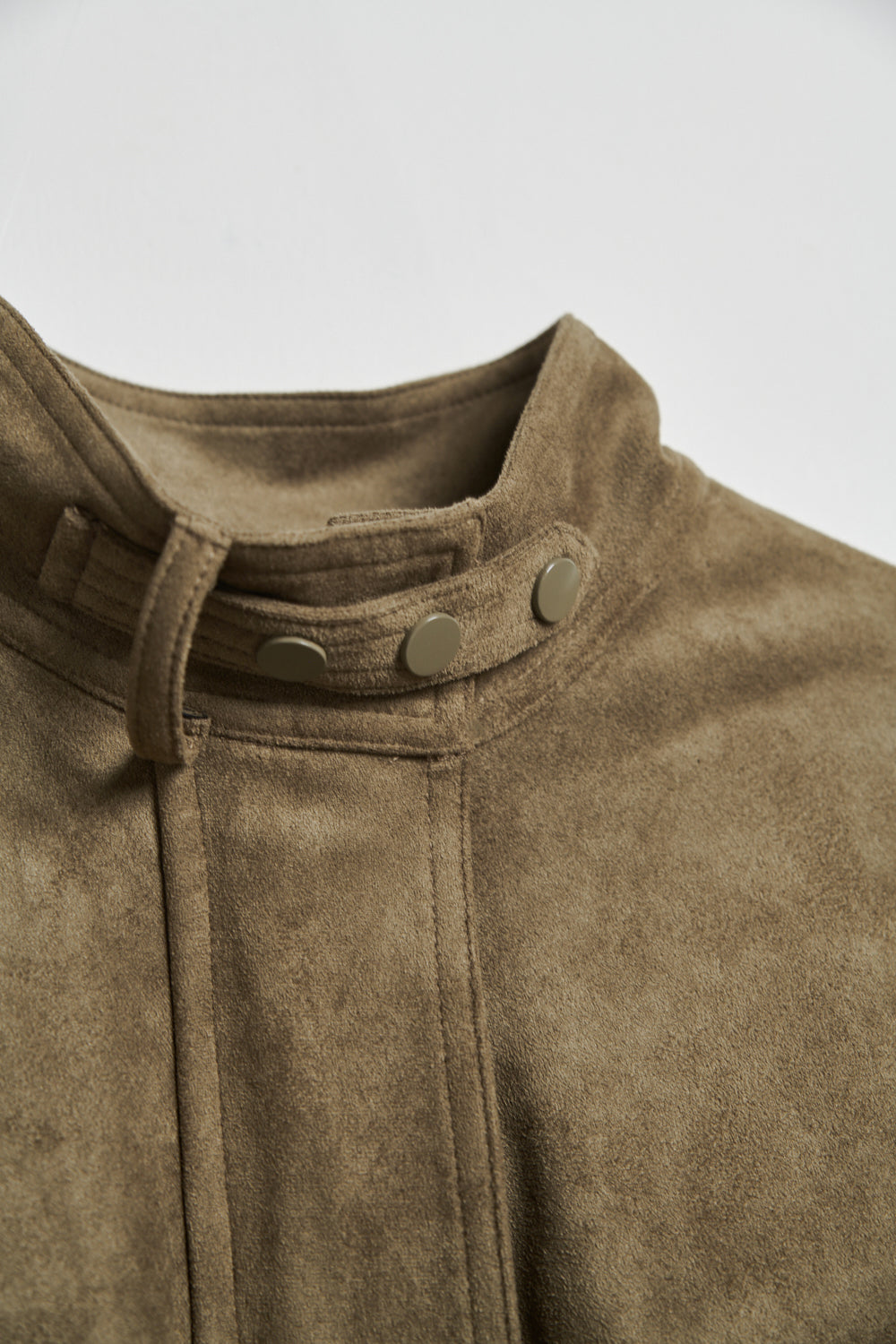 立領麂皮絨夾克外套-綠色