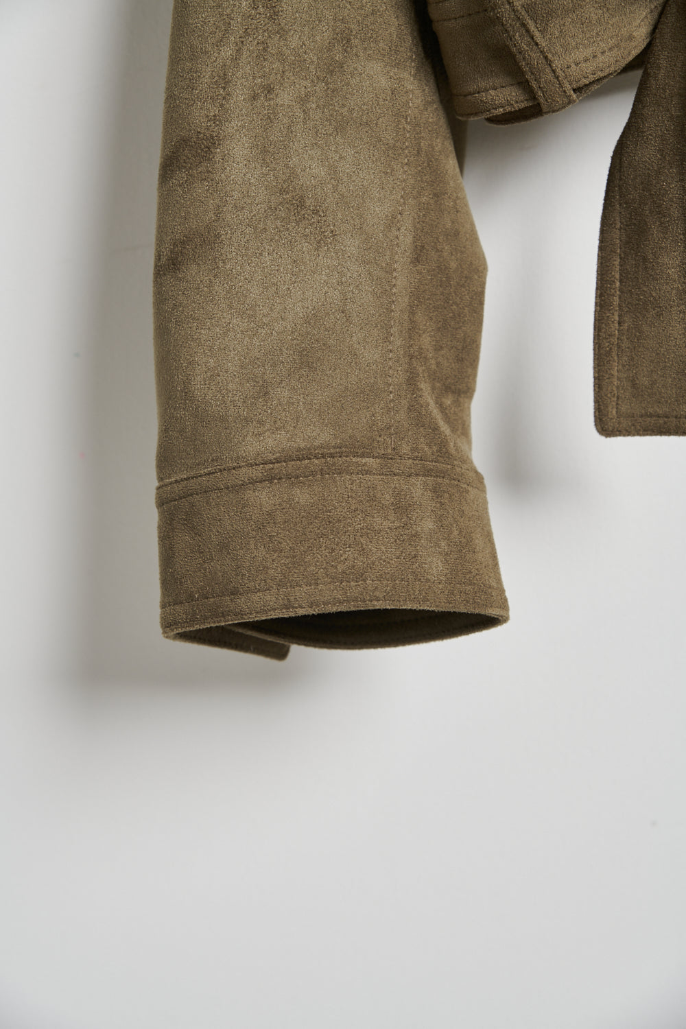 立領麂皮絨夾克外套-綠色