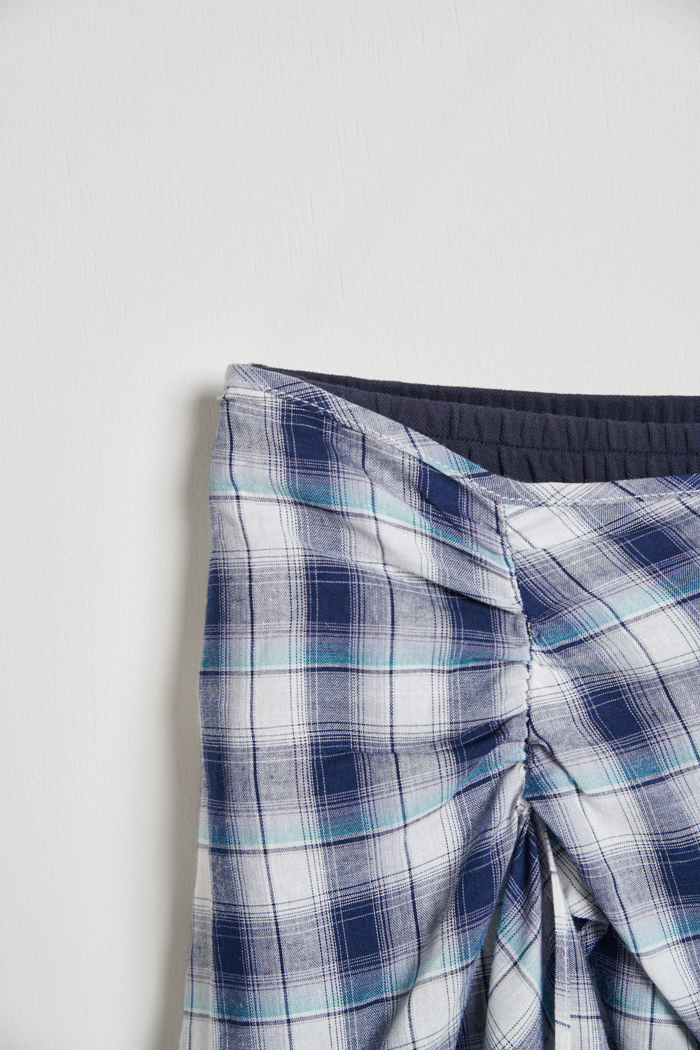 格紋裙罩直筒長褲兩件組-藏青