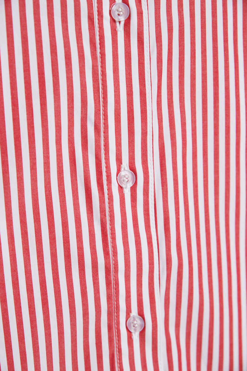 條紋配色造型袖寬長版襯衫-紅