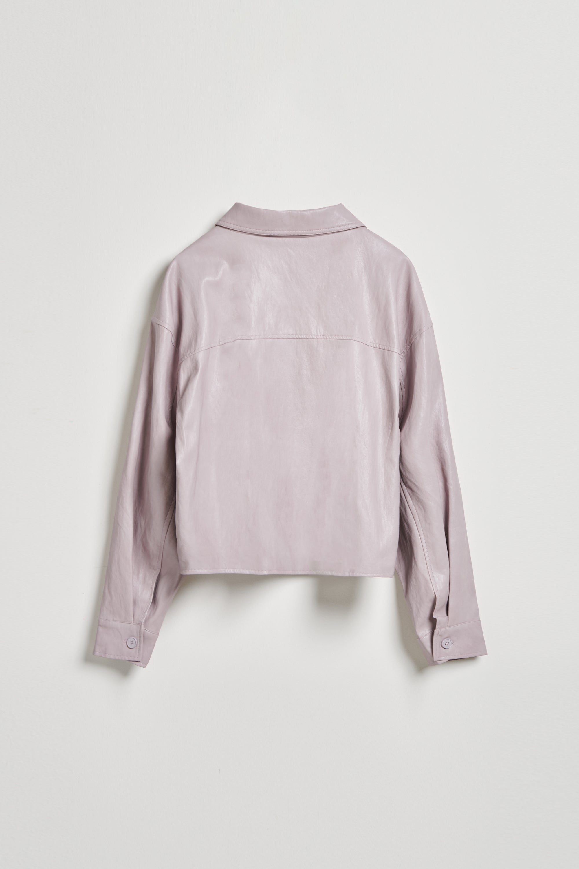 光澤質感皮革外套-粉