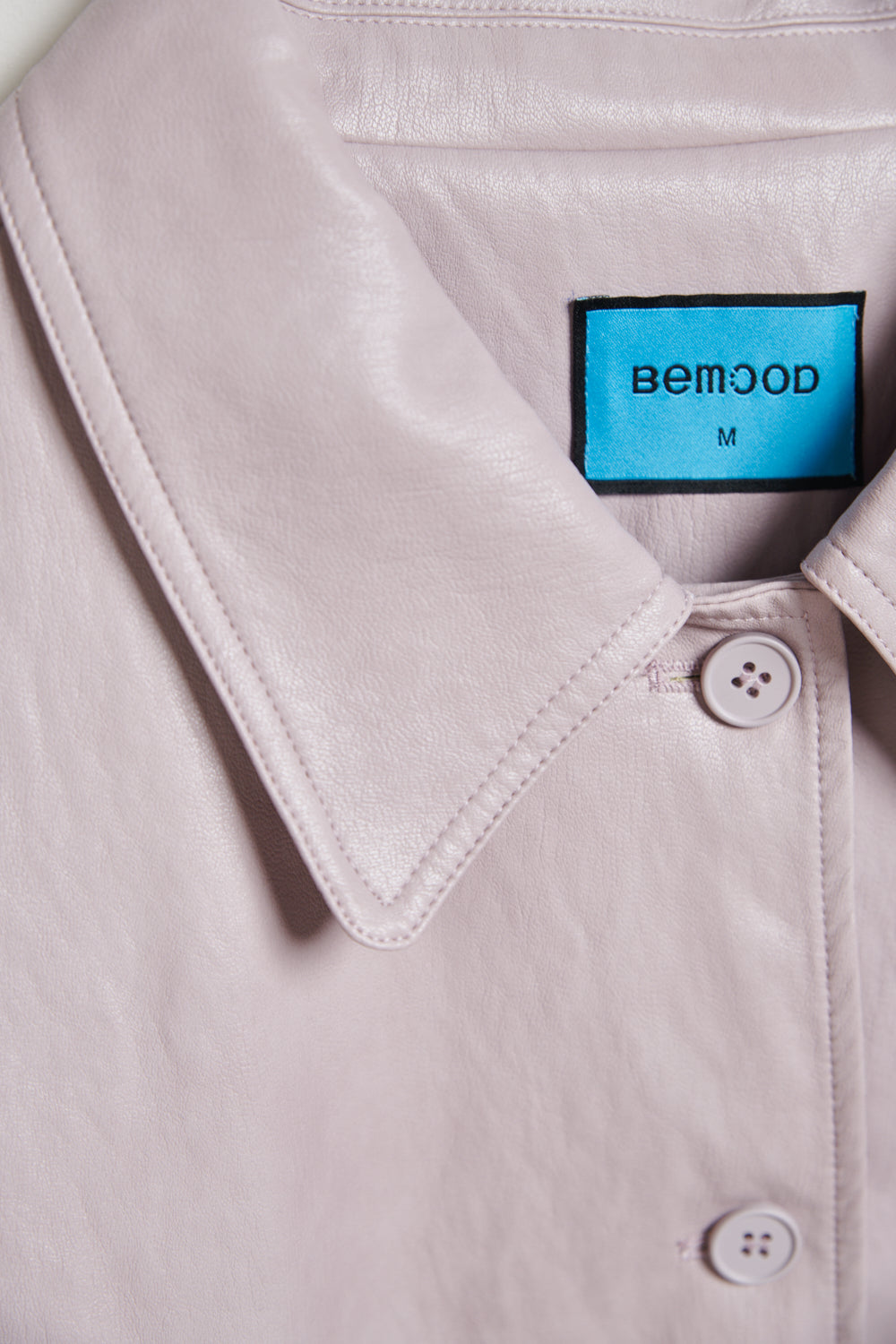 光澤質感皮革外套-粉