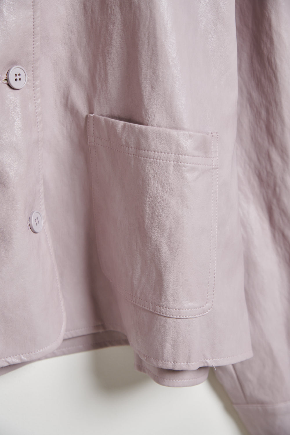 光澤質感皮革外套-粉