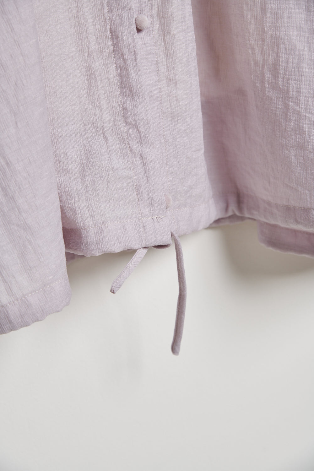 圓領開襟抽繩寬版上衣（附內搭背心）-粉