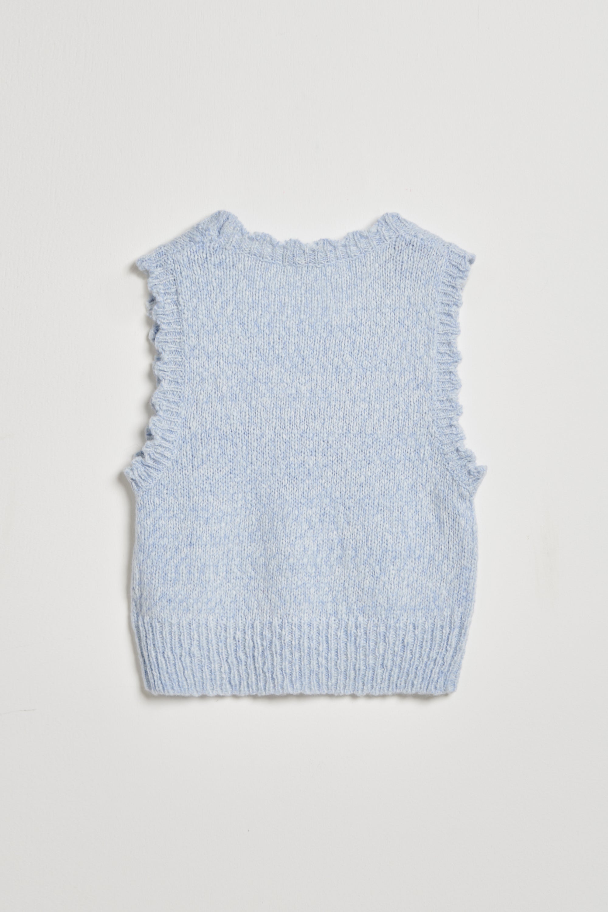 造型花邊羊毛針織背心-藍色