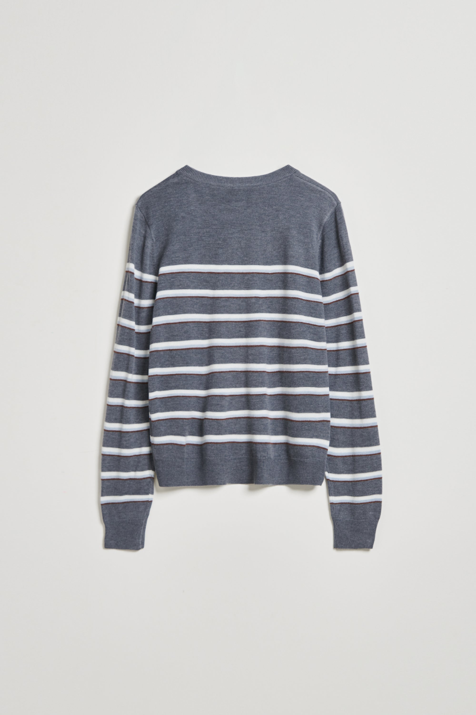 寬條紋針織開襟外套-灰