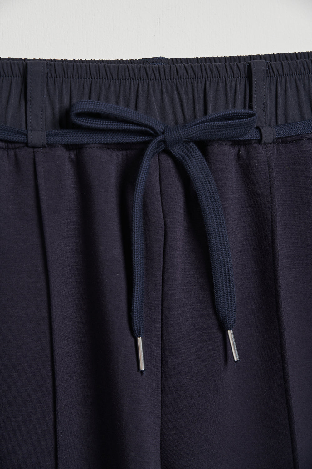 零感空氣棉車折拼接短褲(附造型綁帶)-藍色