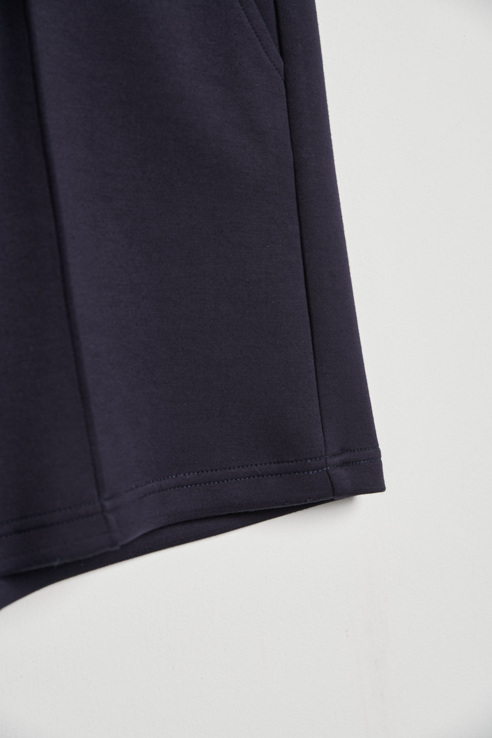 零感空氣棉車折拼接短褲(附造型綁帶)-藍色