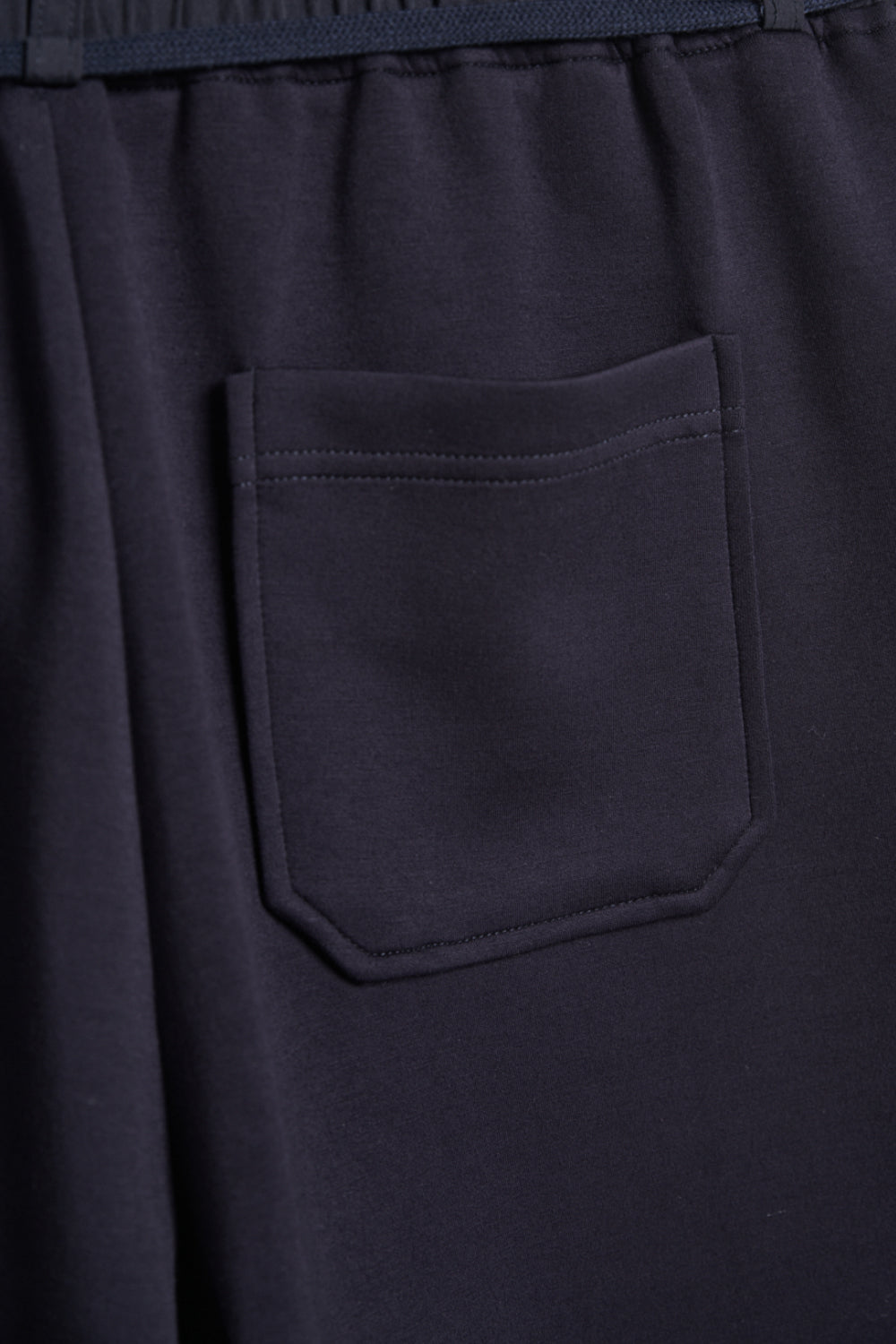 零感空氣棉車折拼接短褲(附造型綁帶)-藍色