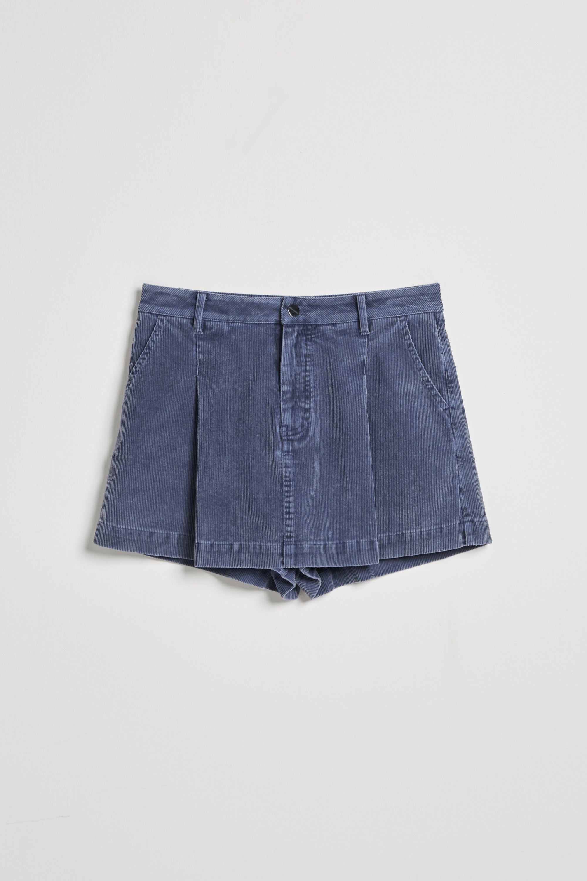 絨面直條紋理ALINE短褲-藍色