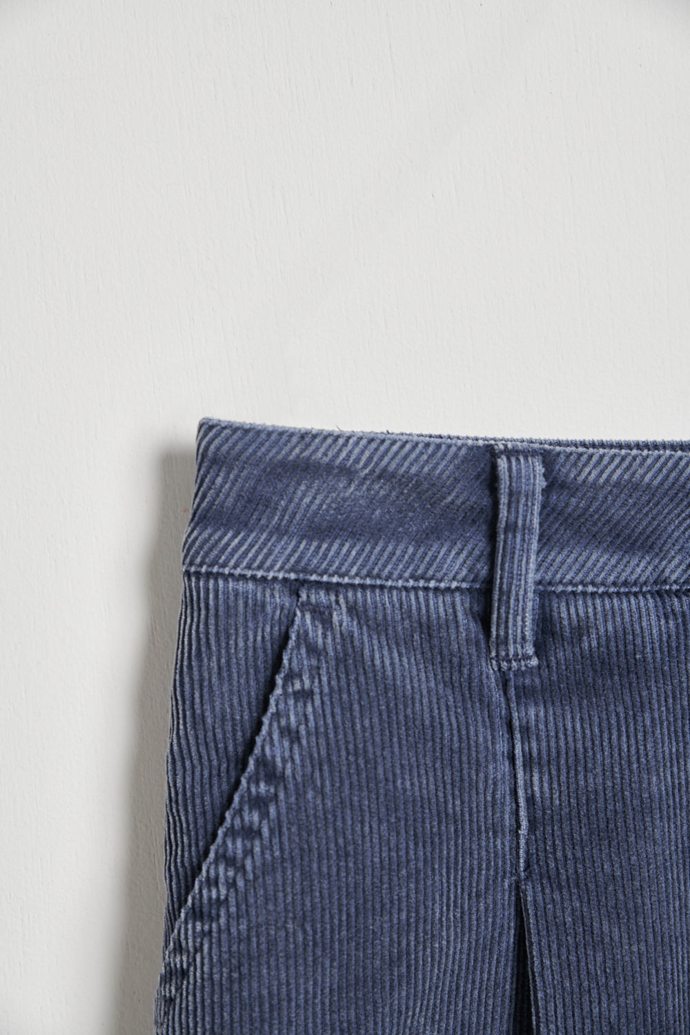 絨面直條紋理ALINE短褲-藍色