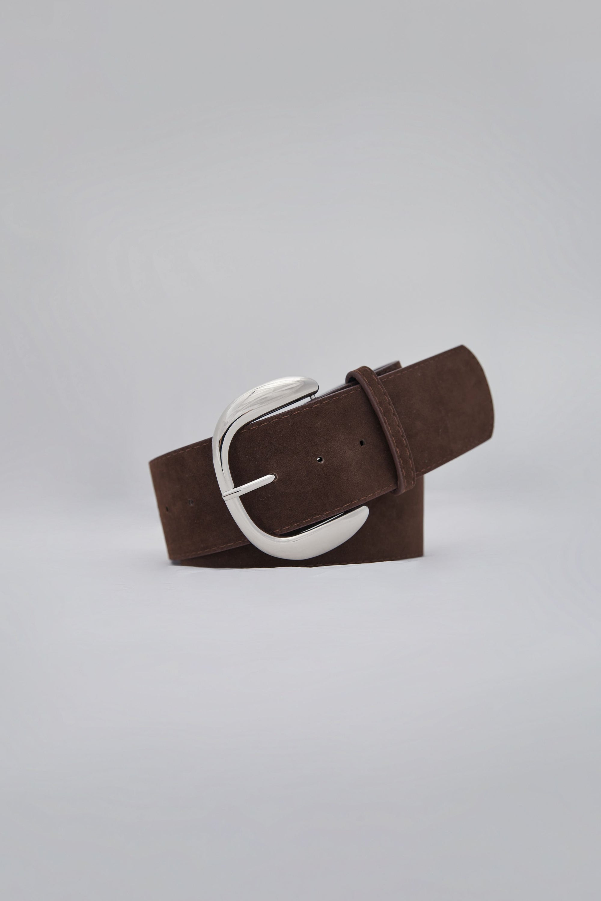 復古寬版麂皮皮帶-咖