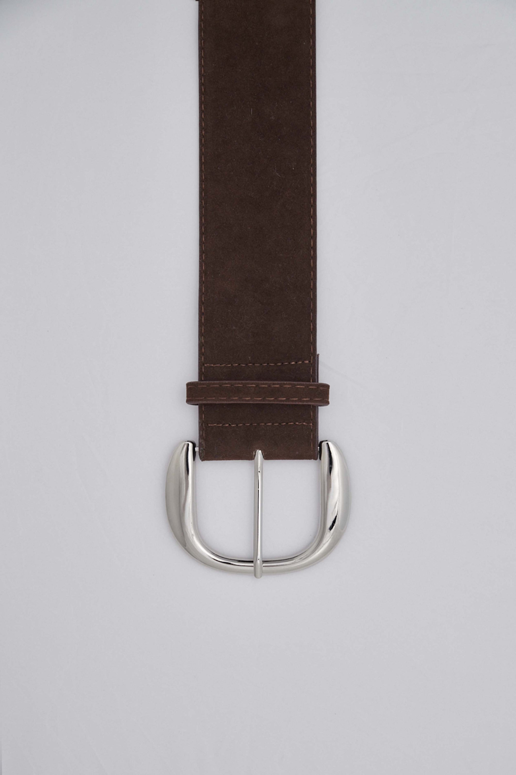 復古寬版麂皮皮帶-咖