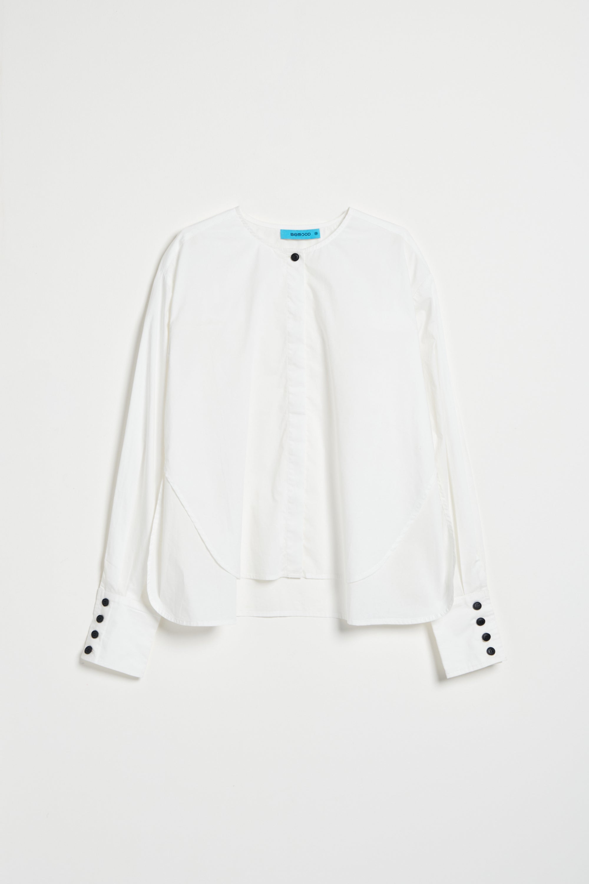 抽繩圓領造型上衣-白