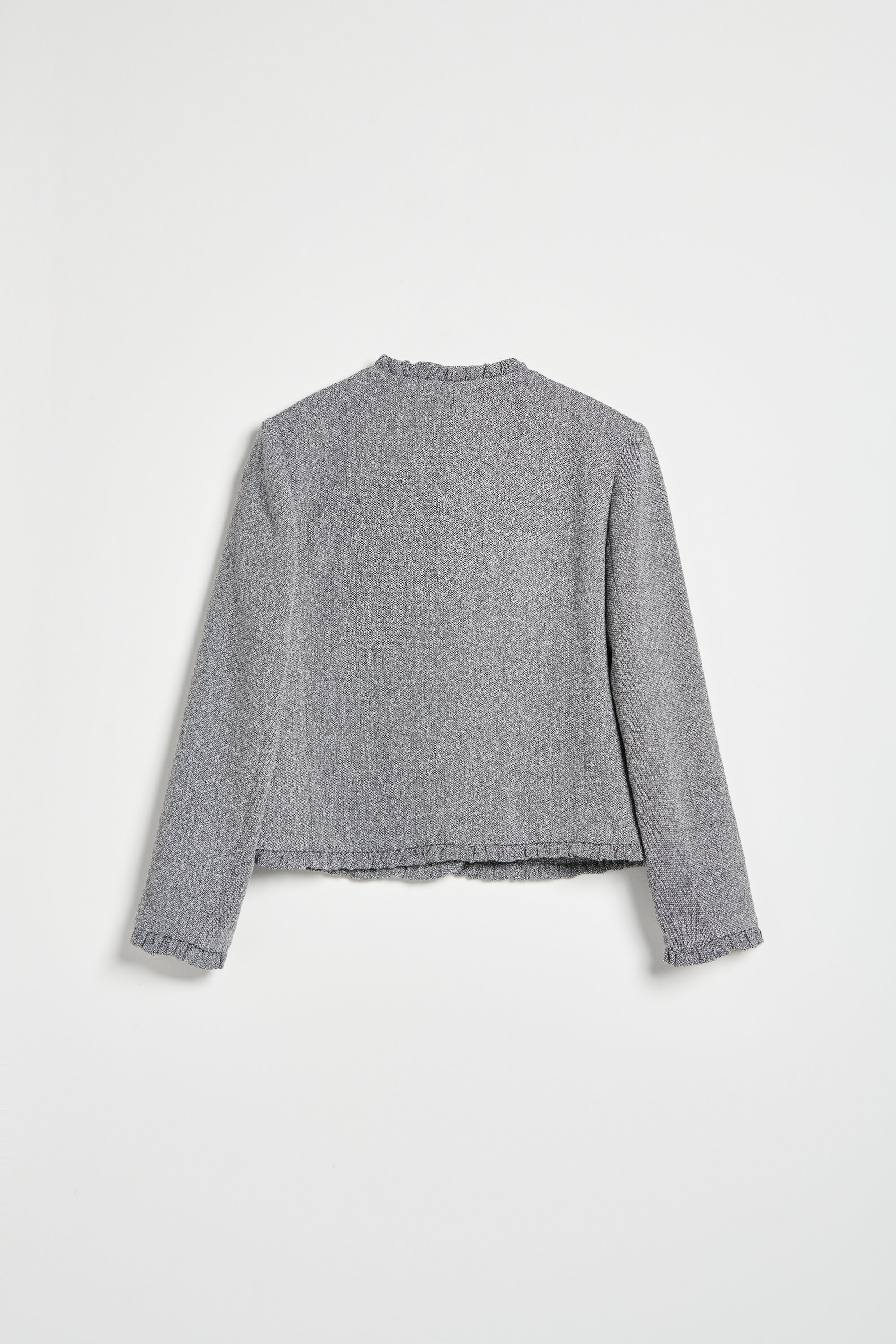 荷葉領花呢外套-黑