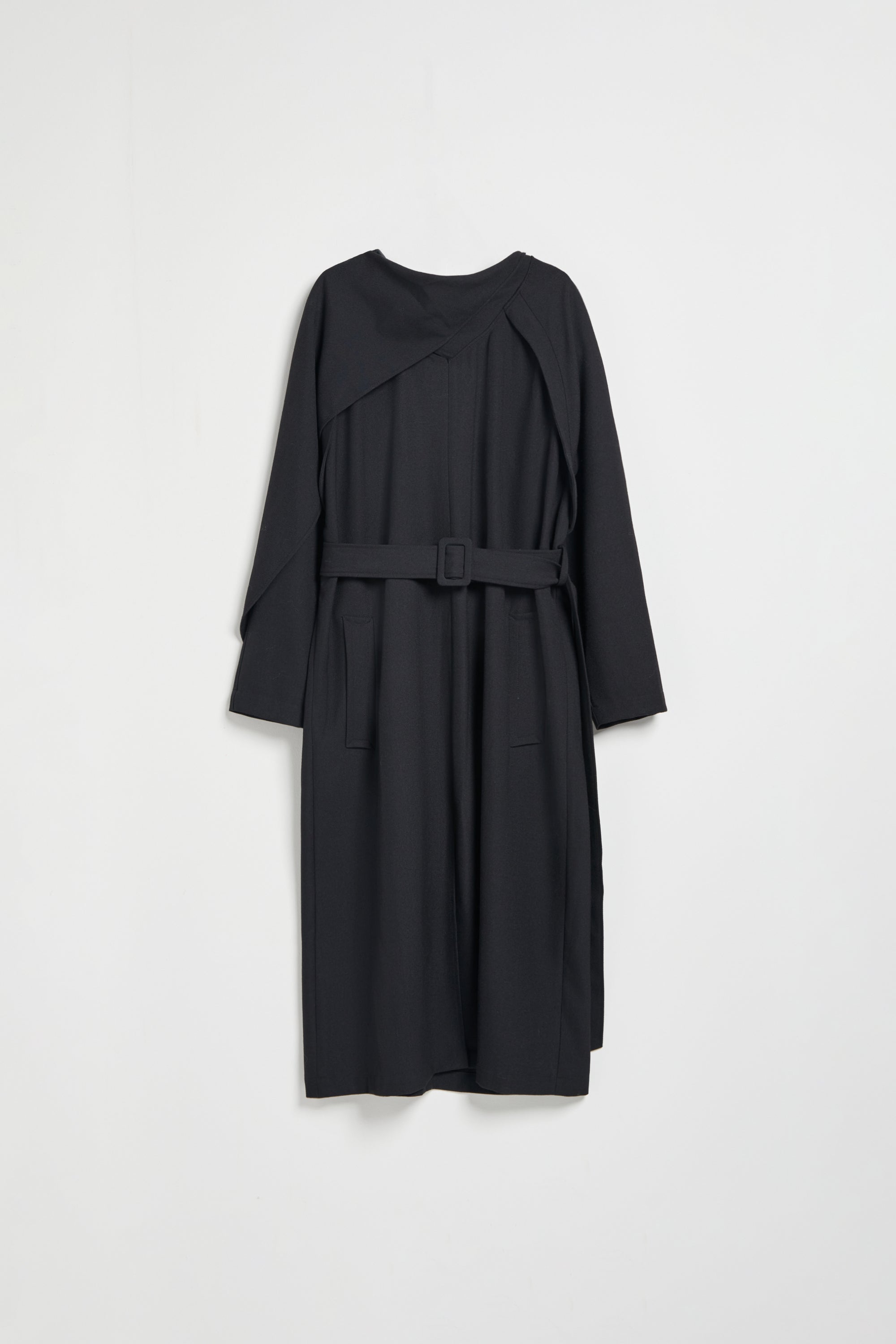 披領造型長洋(附本布綁帶)-黑