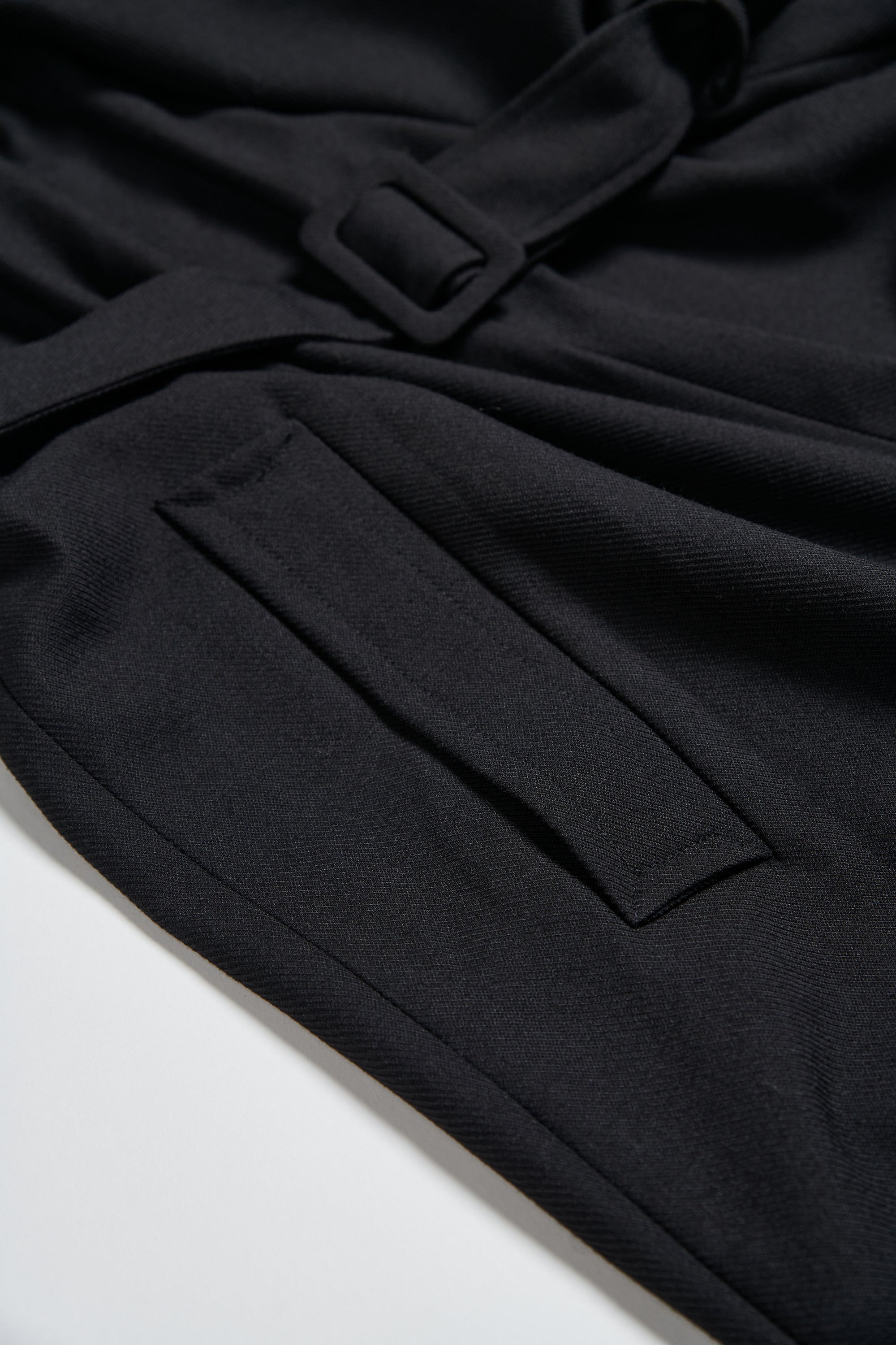 披領造型長洋(附本布綁帶)-黑