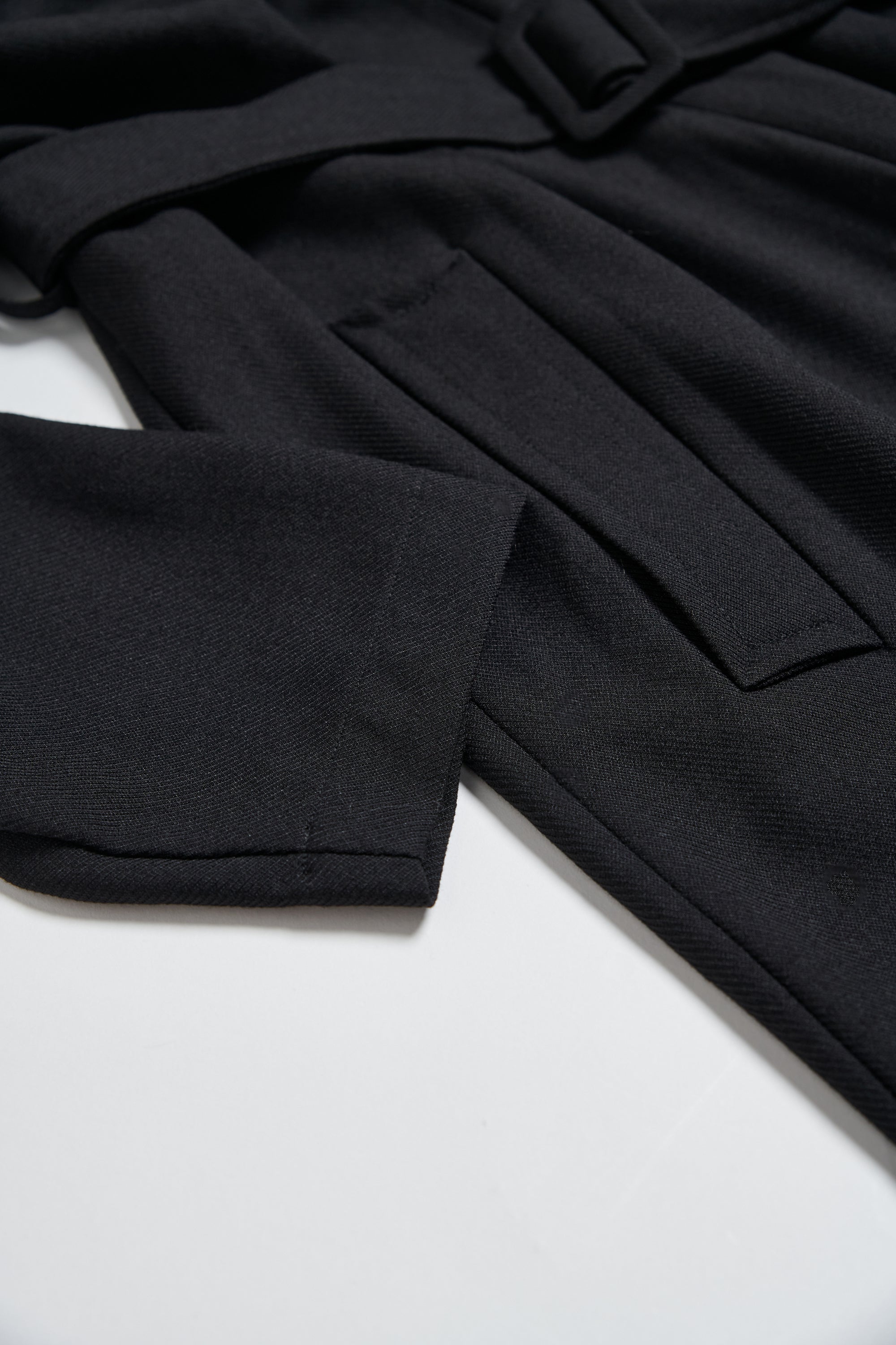 披領造型長洋(附本布綁帶)-黑