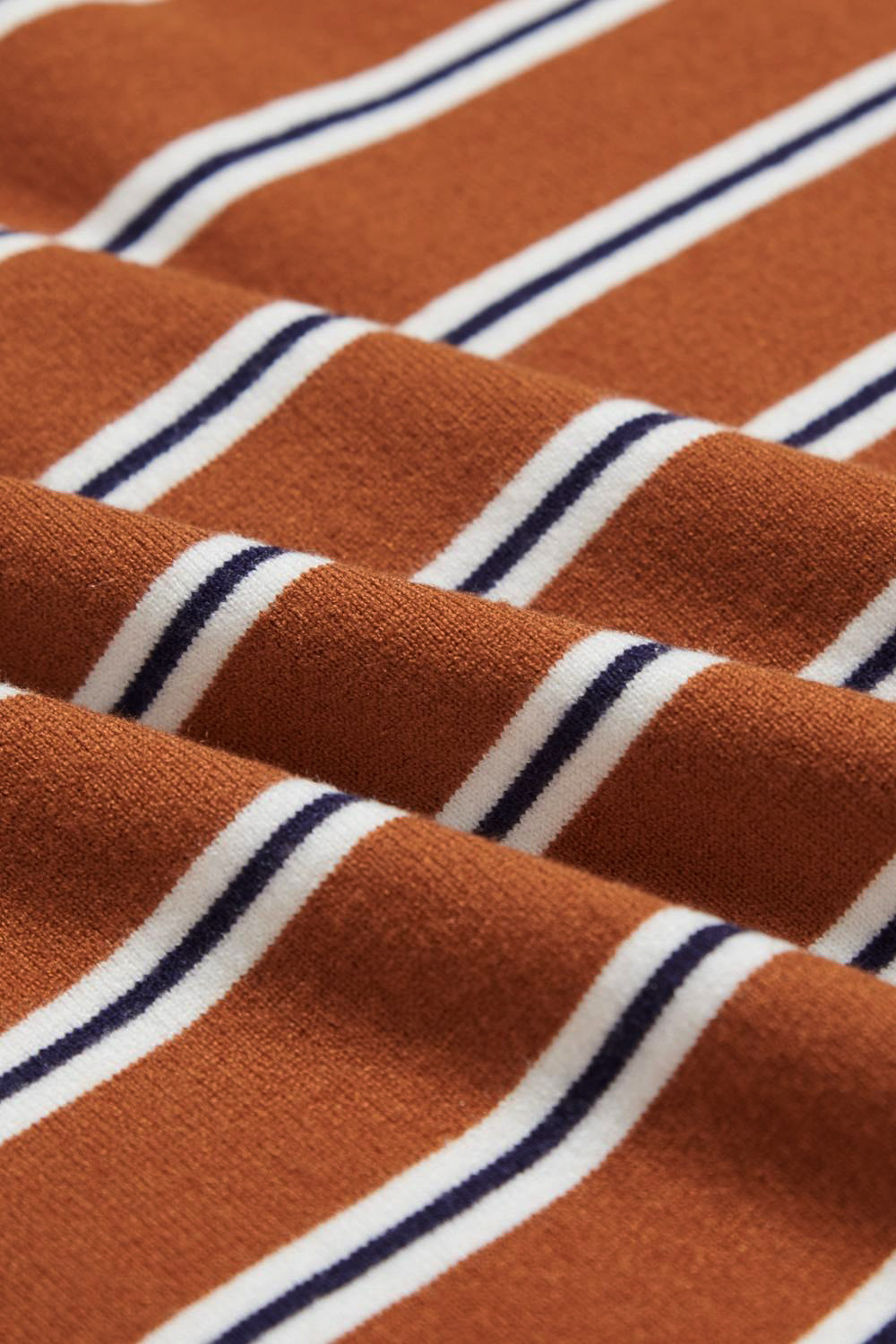 POLO領條紋針織上衣-咖