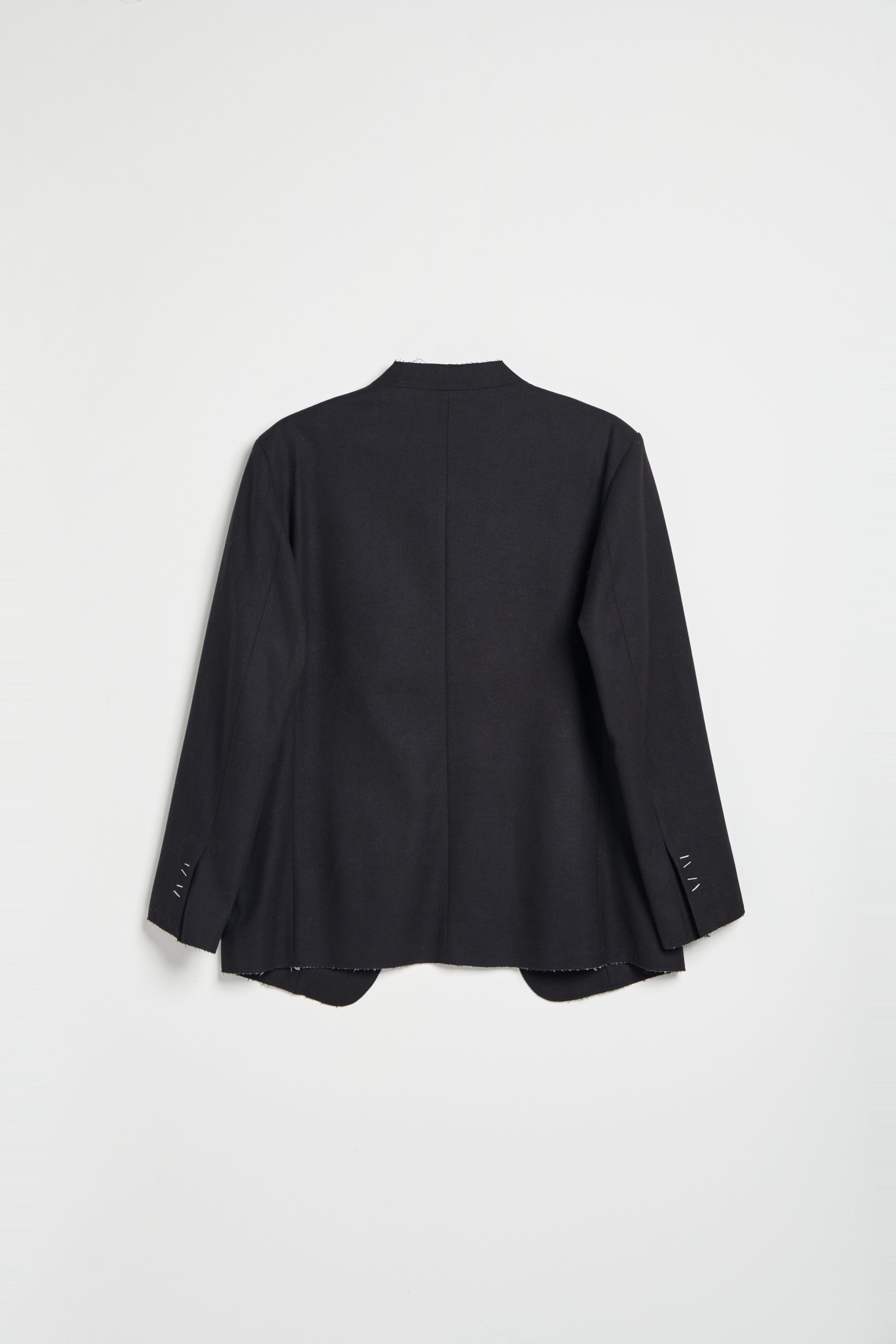 不收邊羊毛混紡寬鬆落肩西裝外套-黑