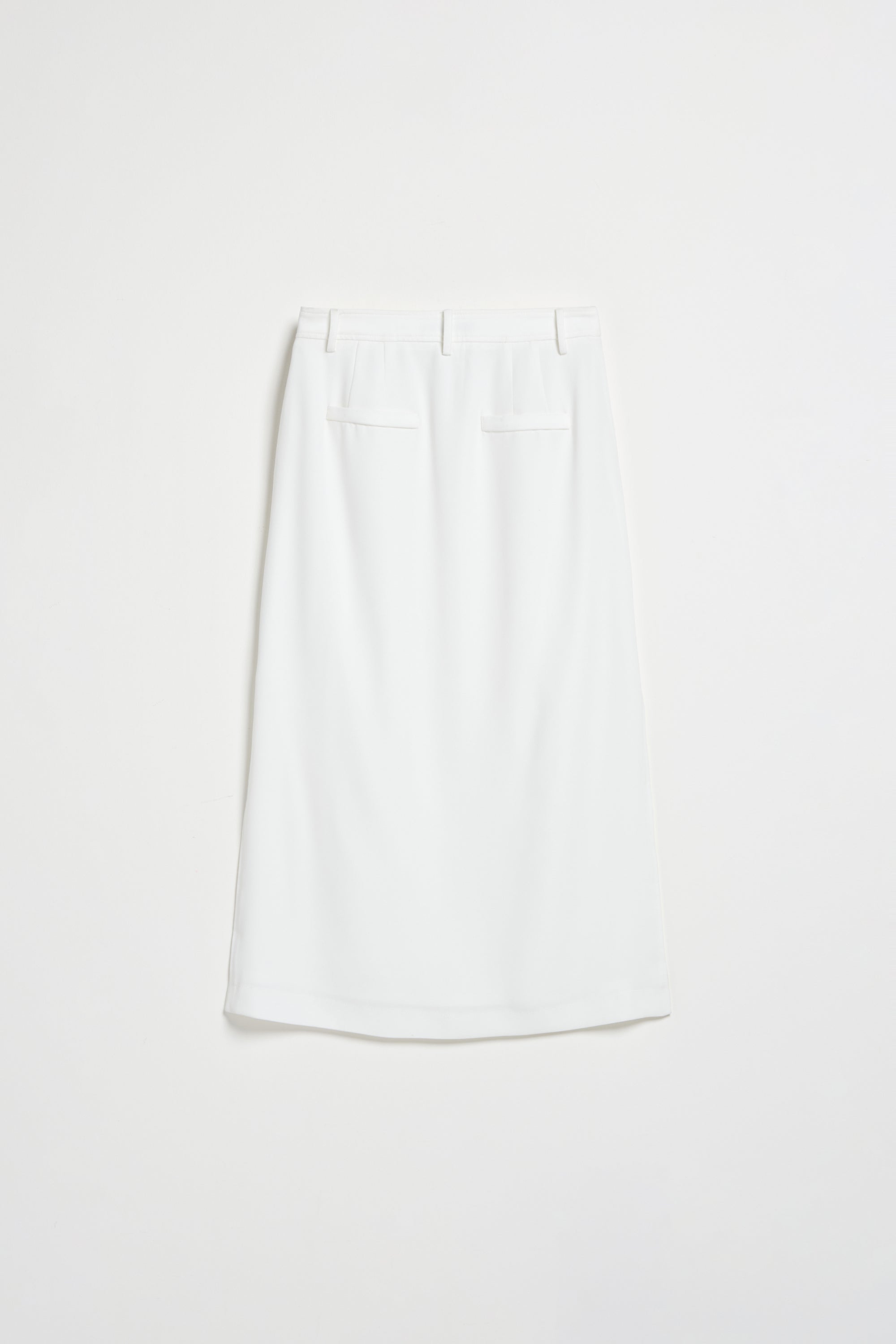 不易皺開岔打褶長裙-白