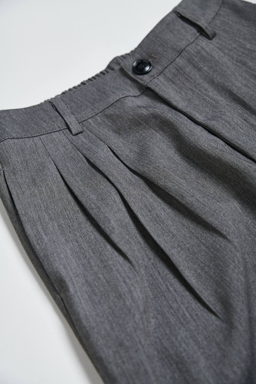 經典打褶直筒西裝褲-灰