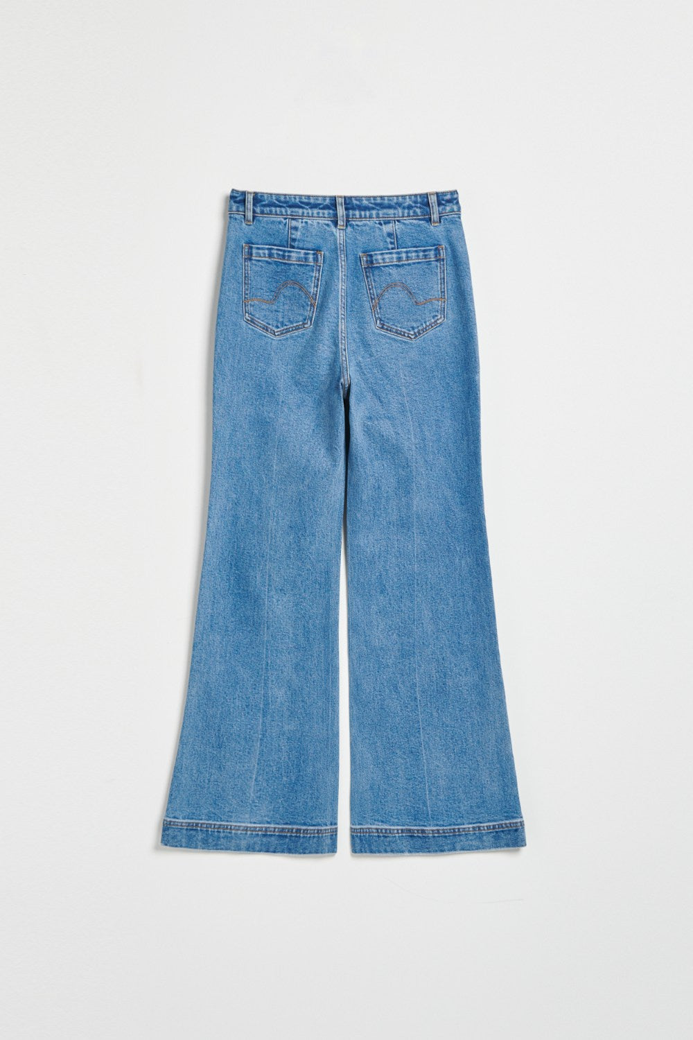 厚磅雙口袋丹寧牛仔直筒褲-藍色