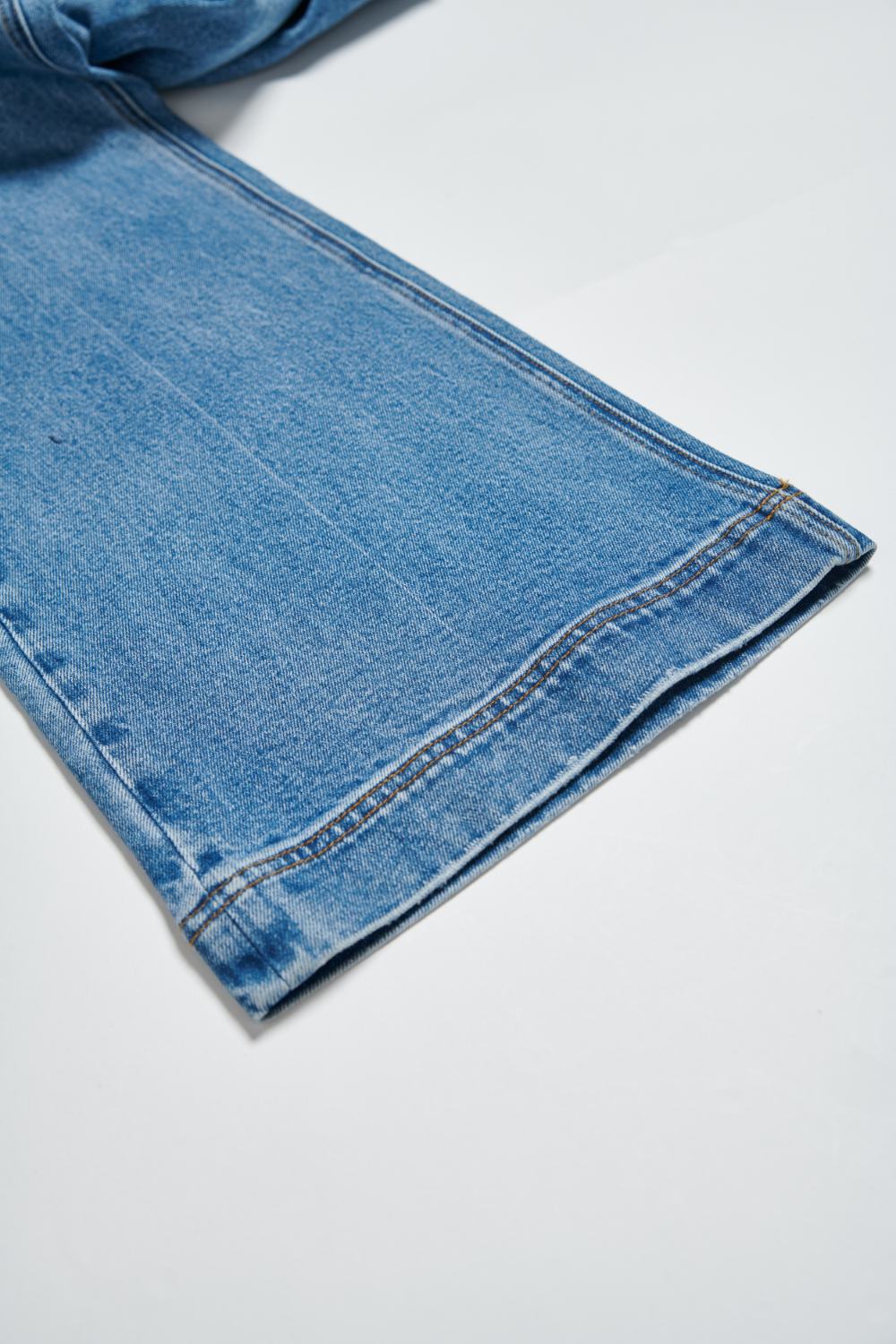 厚磅雙口袋丹寧牛仔直筒褲-藍色