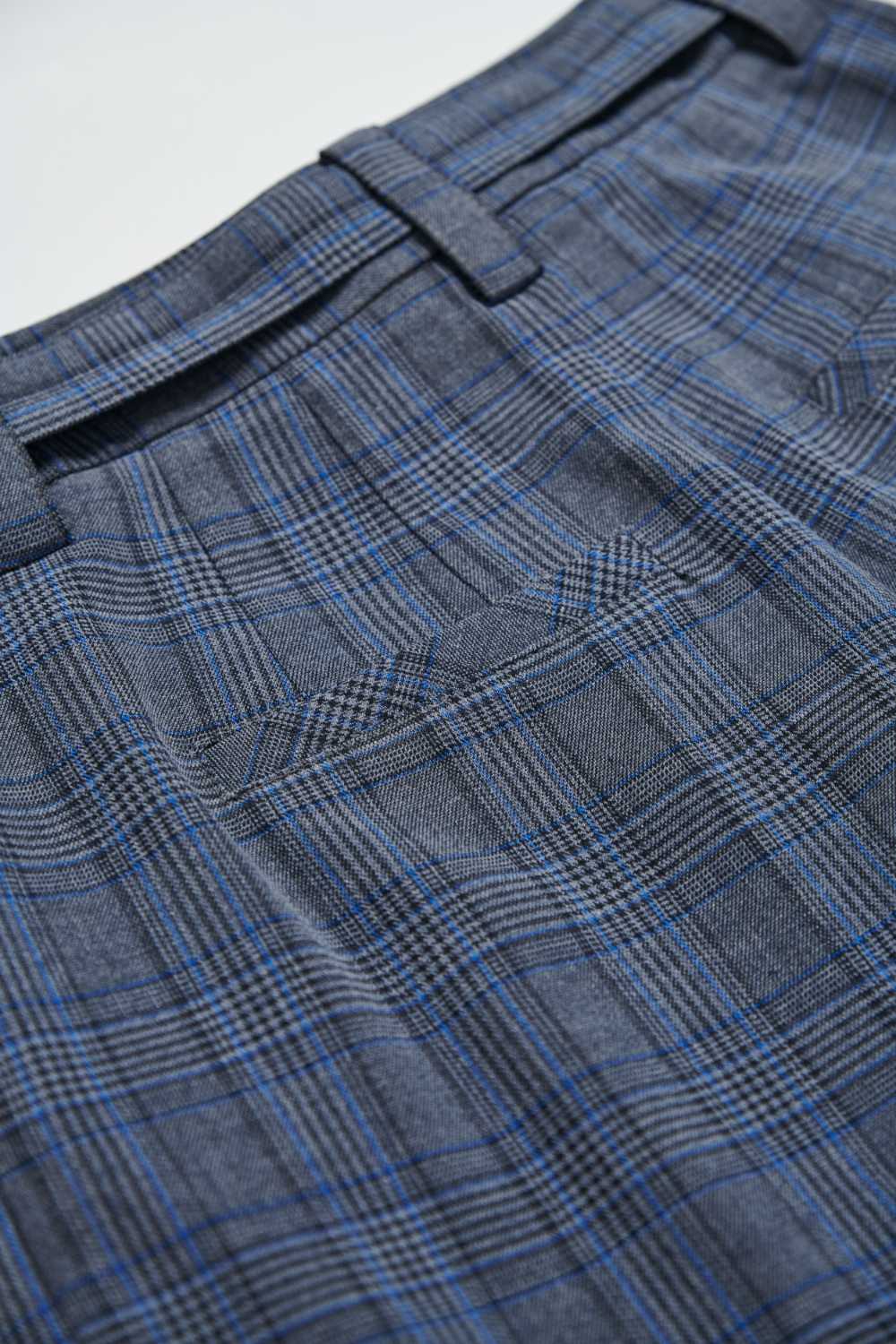 綁帶造型格紋短褲(附綁帶)-藍色