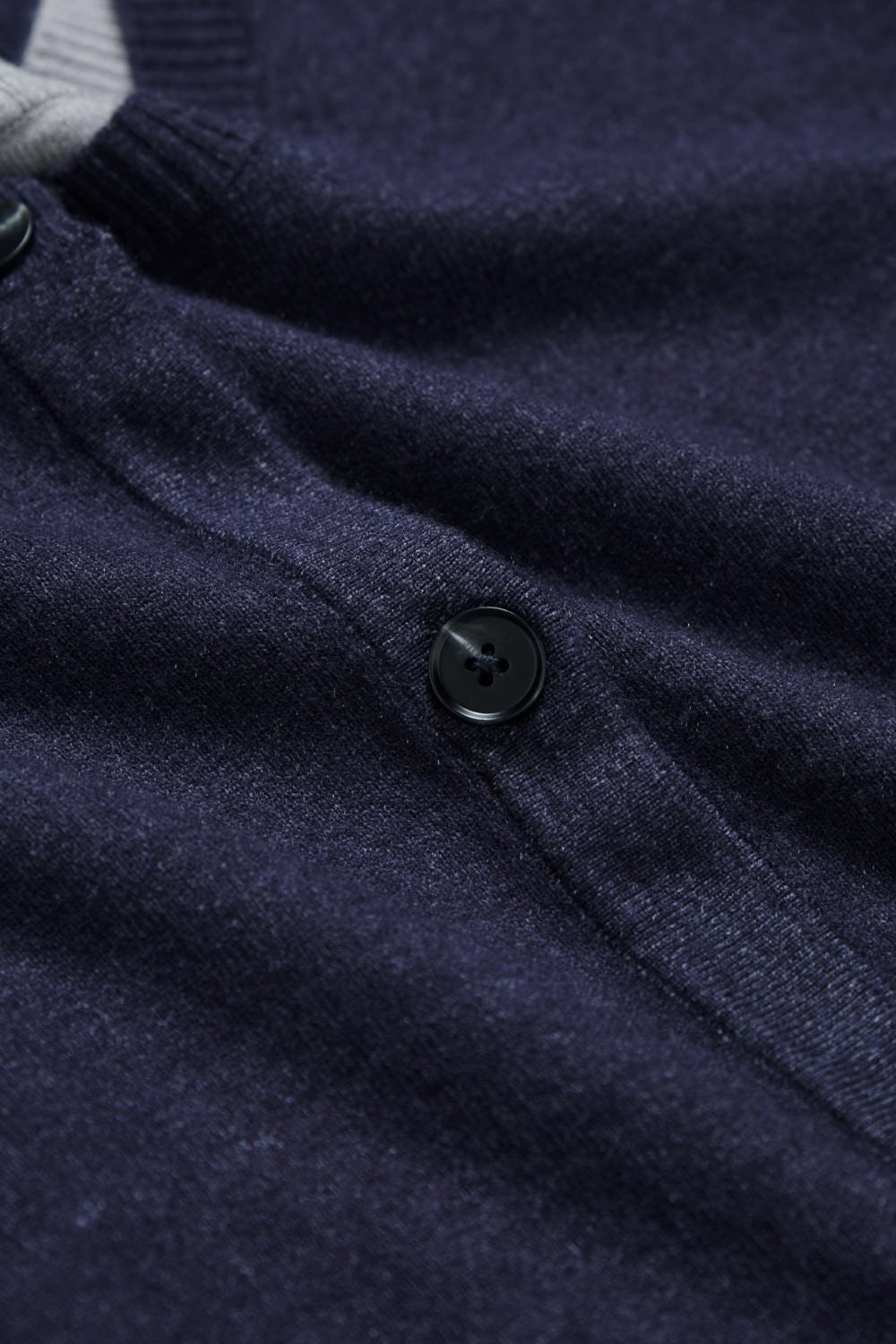 假兩件配色針織毛衣開襟上衣-藍色