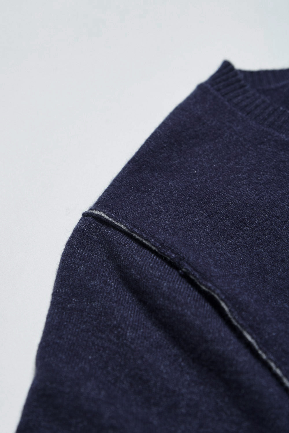 假兩件配色針織毛衣開襟上衣-藍色