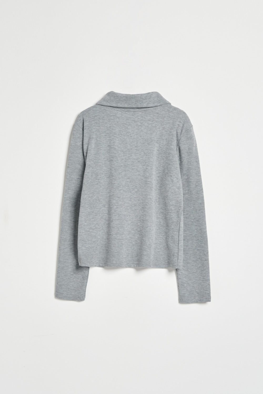 柔彈開釦高領上衣-灰