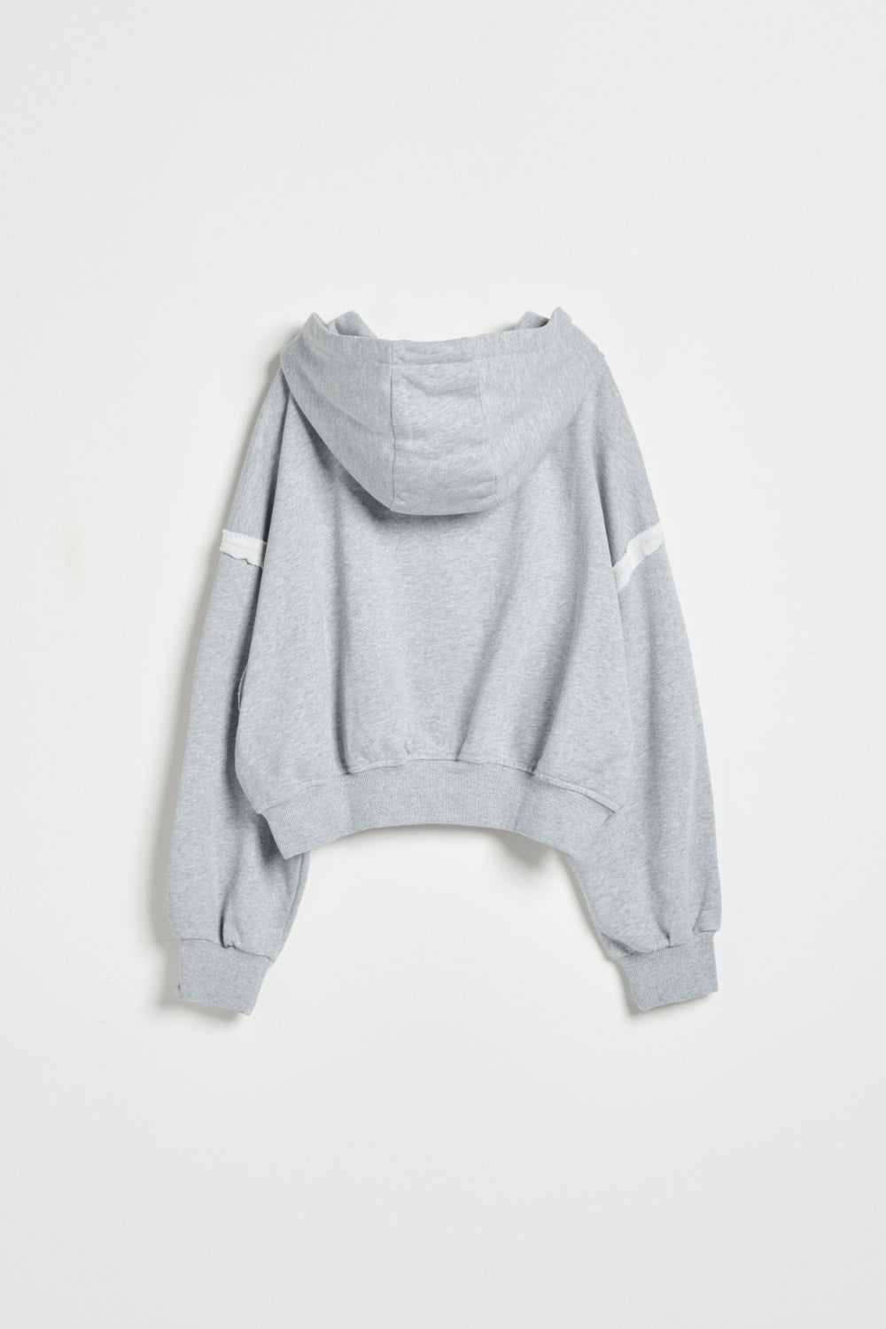 連帽剪接落肩袖寬版外套-灰