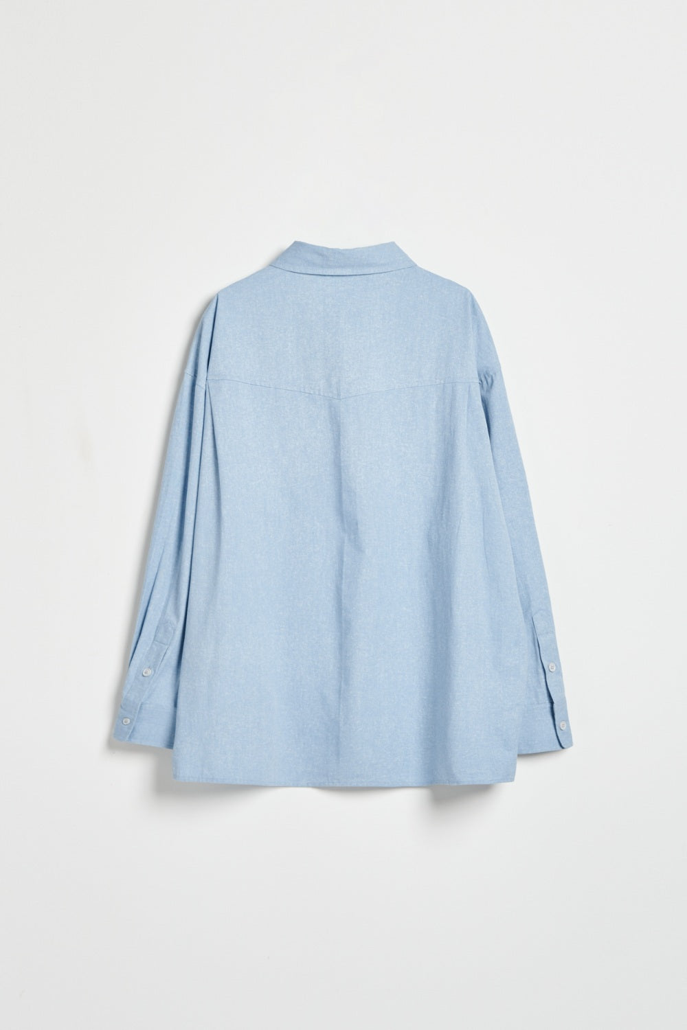 斜紋水洗寬版襯衫-藍色