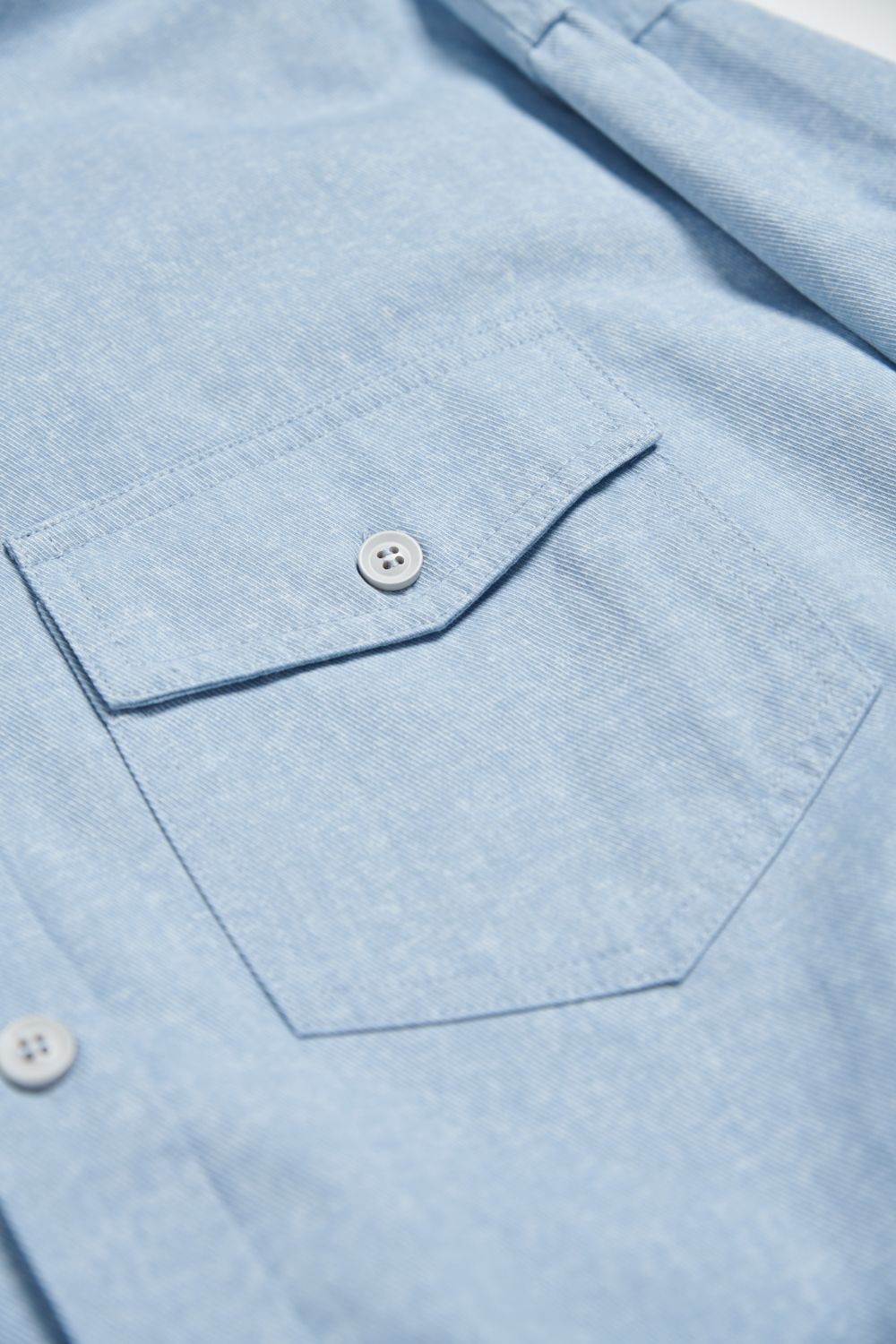 斜紋水洗寬版襯衫-藍色