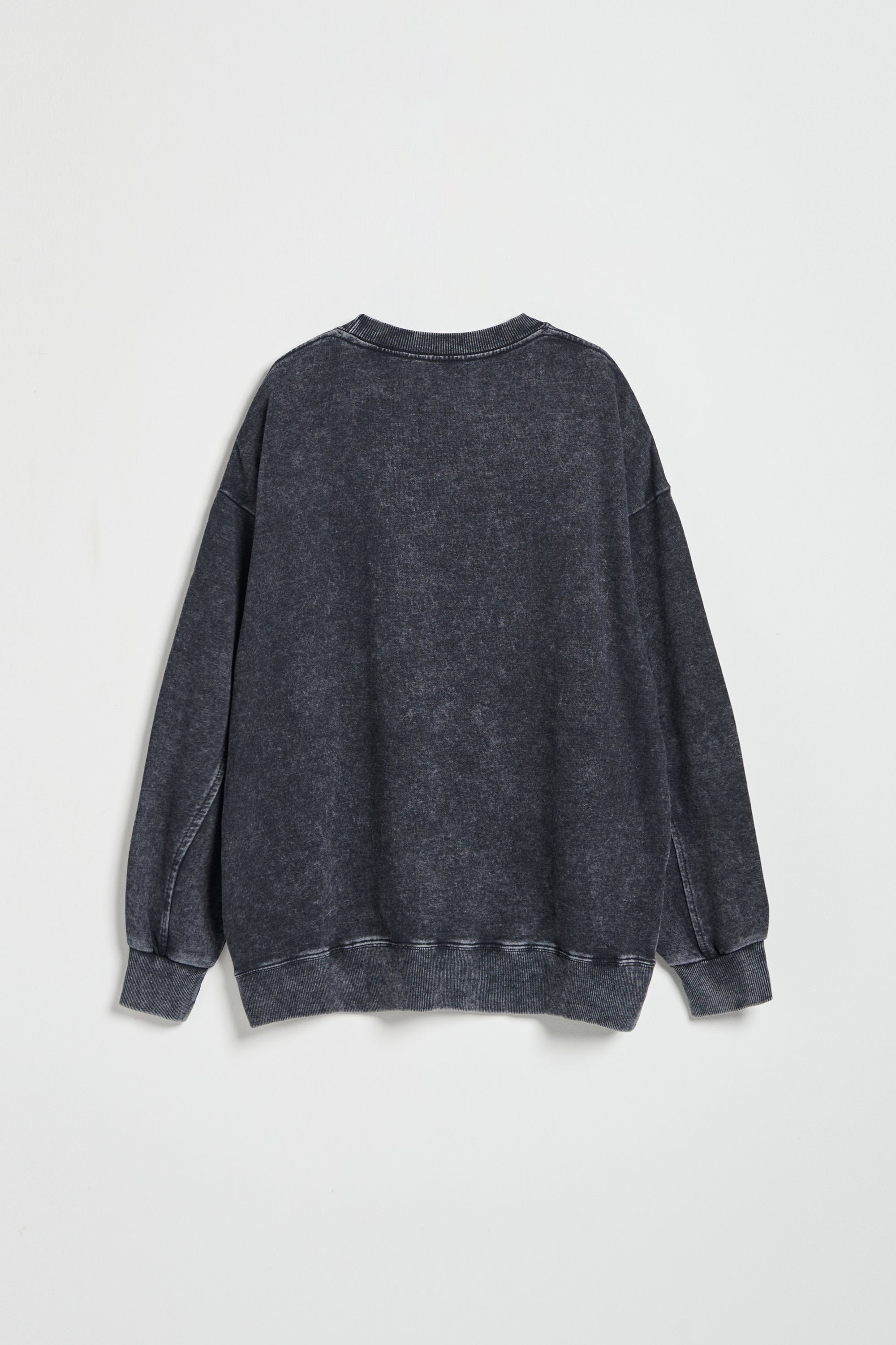 UNISEX男女共版厚磅水洗配色印花寬版TEE-黑