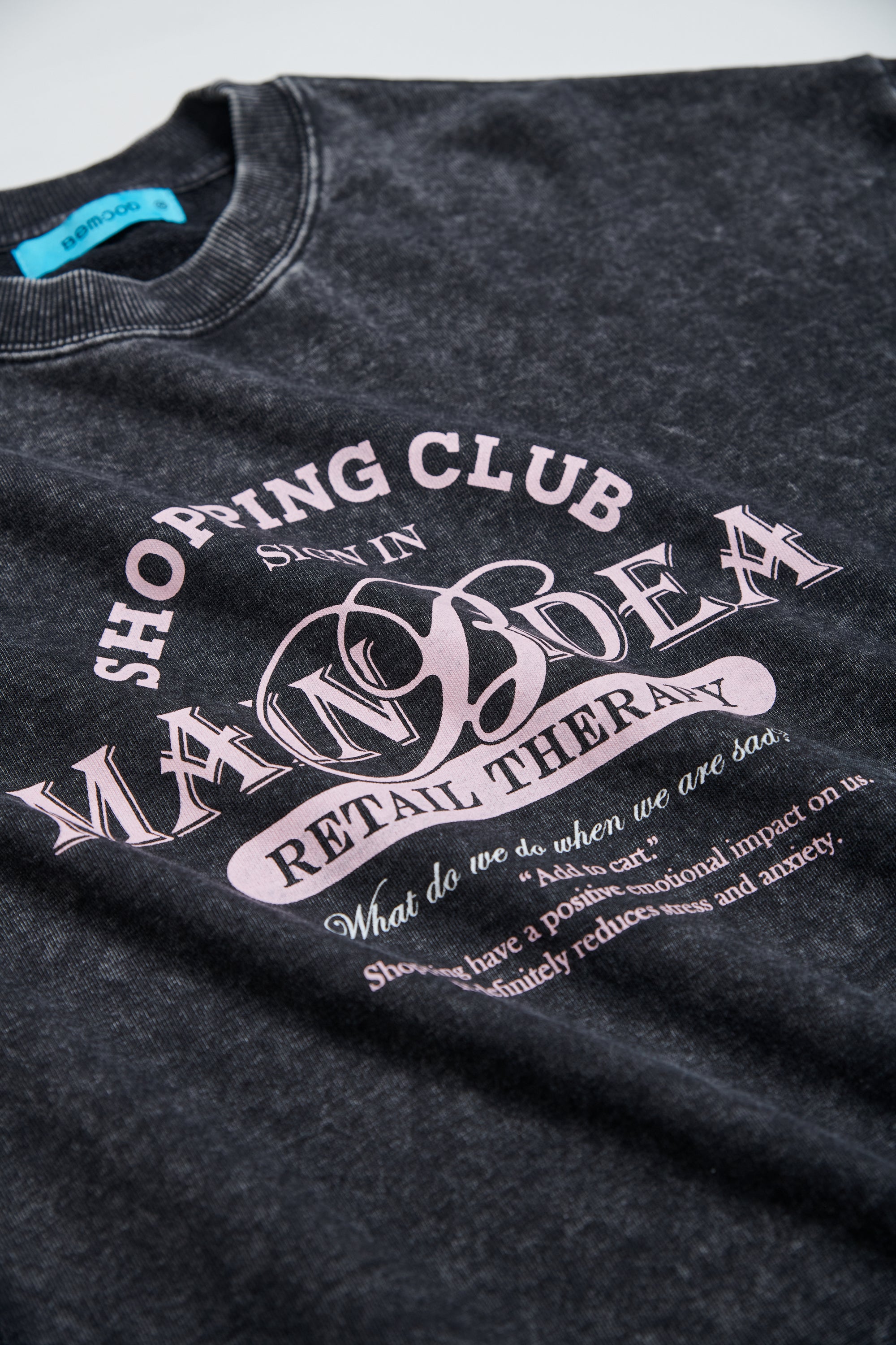 UNISEX男女共版厚磅水洗配色印花寬版TEE-黑