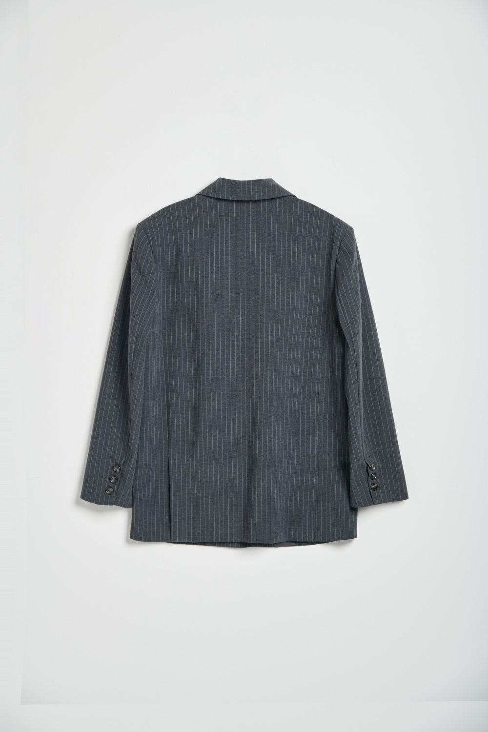 直條紋墊肩西裝外套-灰