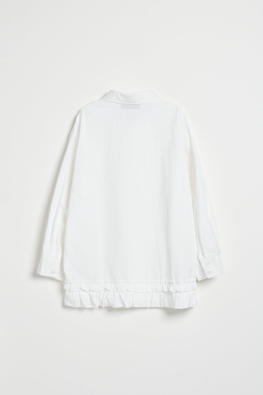 雙層荷葉造型長版襯衫-白