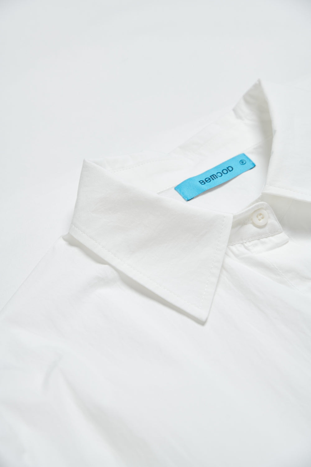 雙層荷葉造型長版襯衫-白