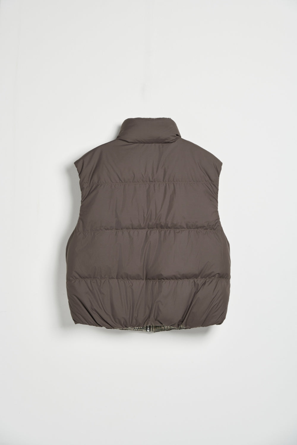 2WAY格紋兩面穿羽絨背心外套-咖