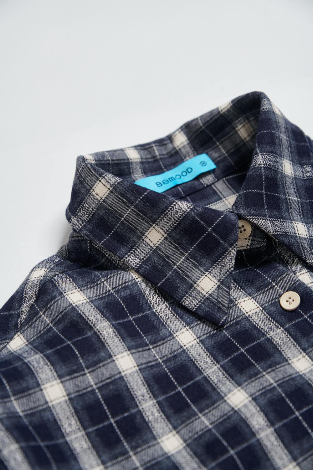 UNISEX男女共版寬鬆格紋襯衫-藍白格