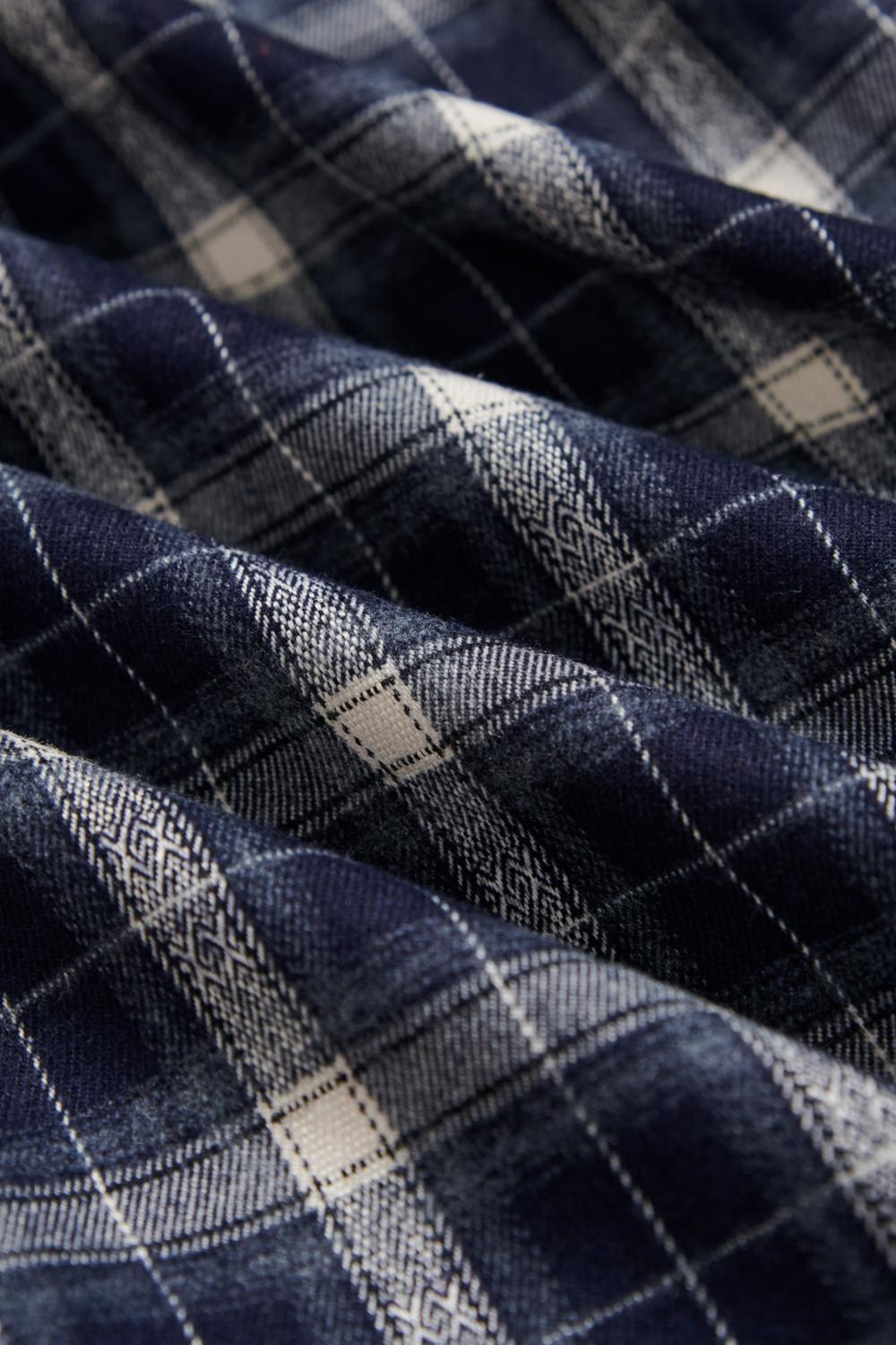 UNISEX男女共版寬鬆格紋襯衫-藍白格