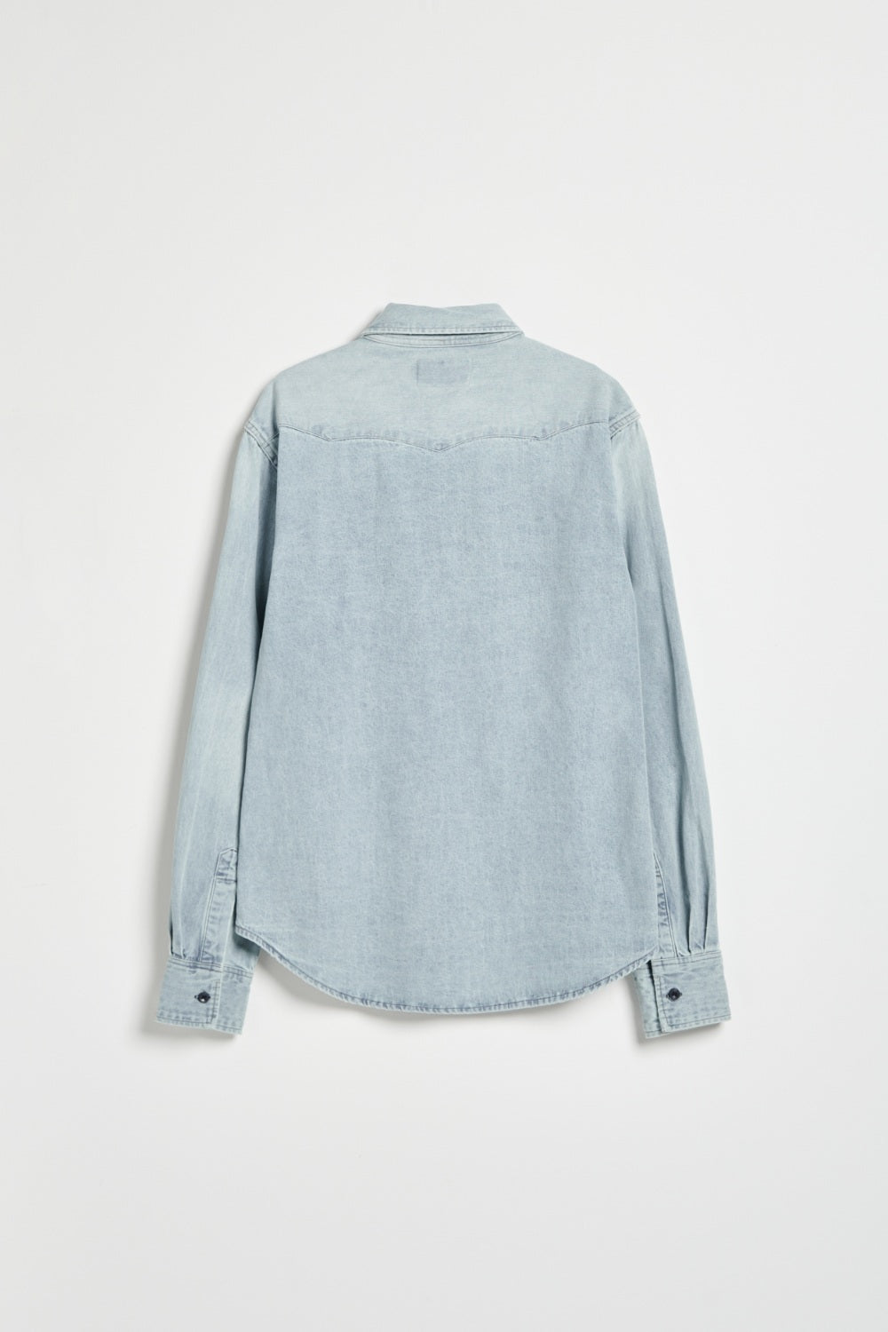 復古水洗丹寧襯衫-藍色