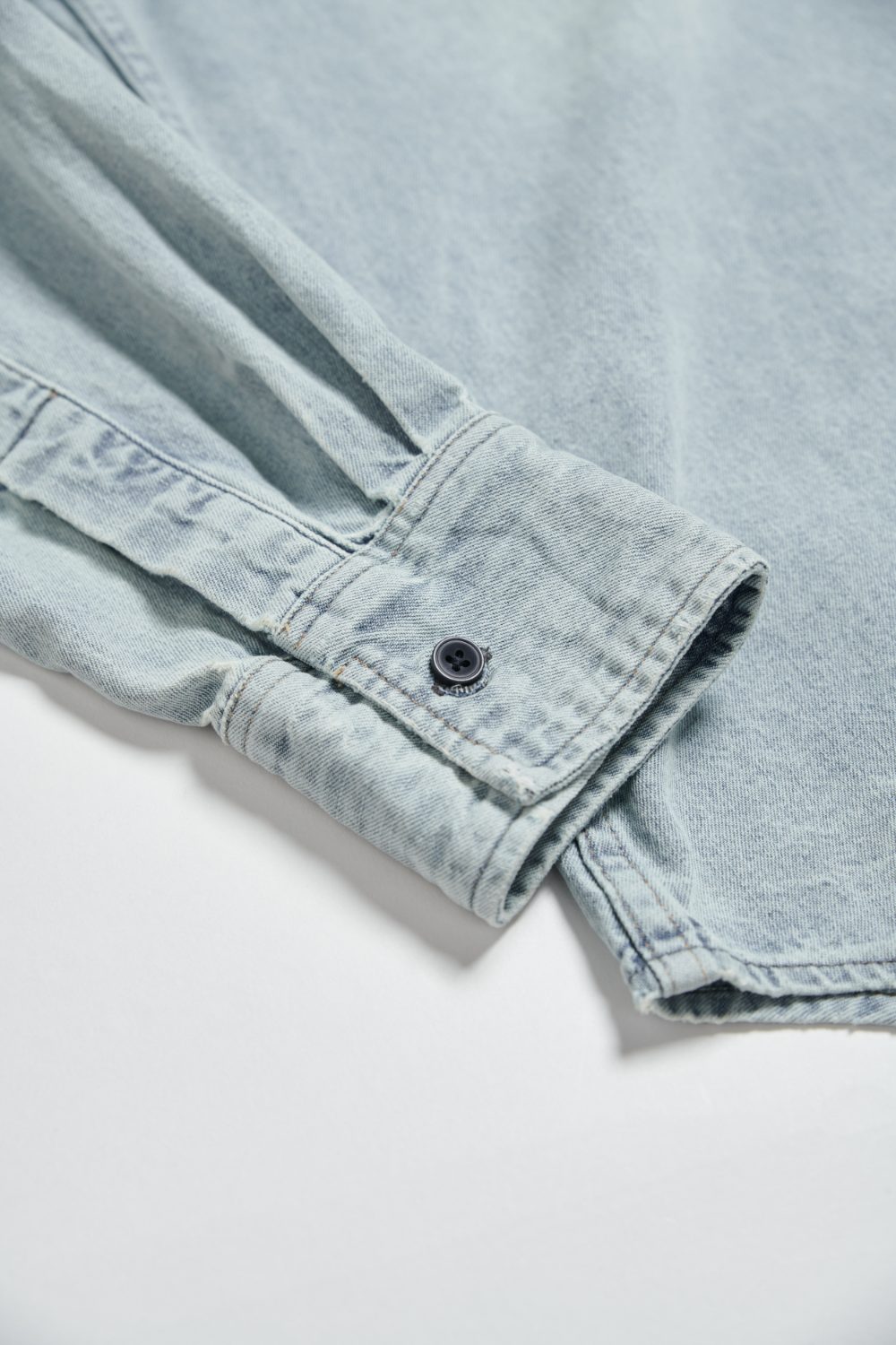 復古水洗丹寧襯衫-藍色