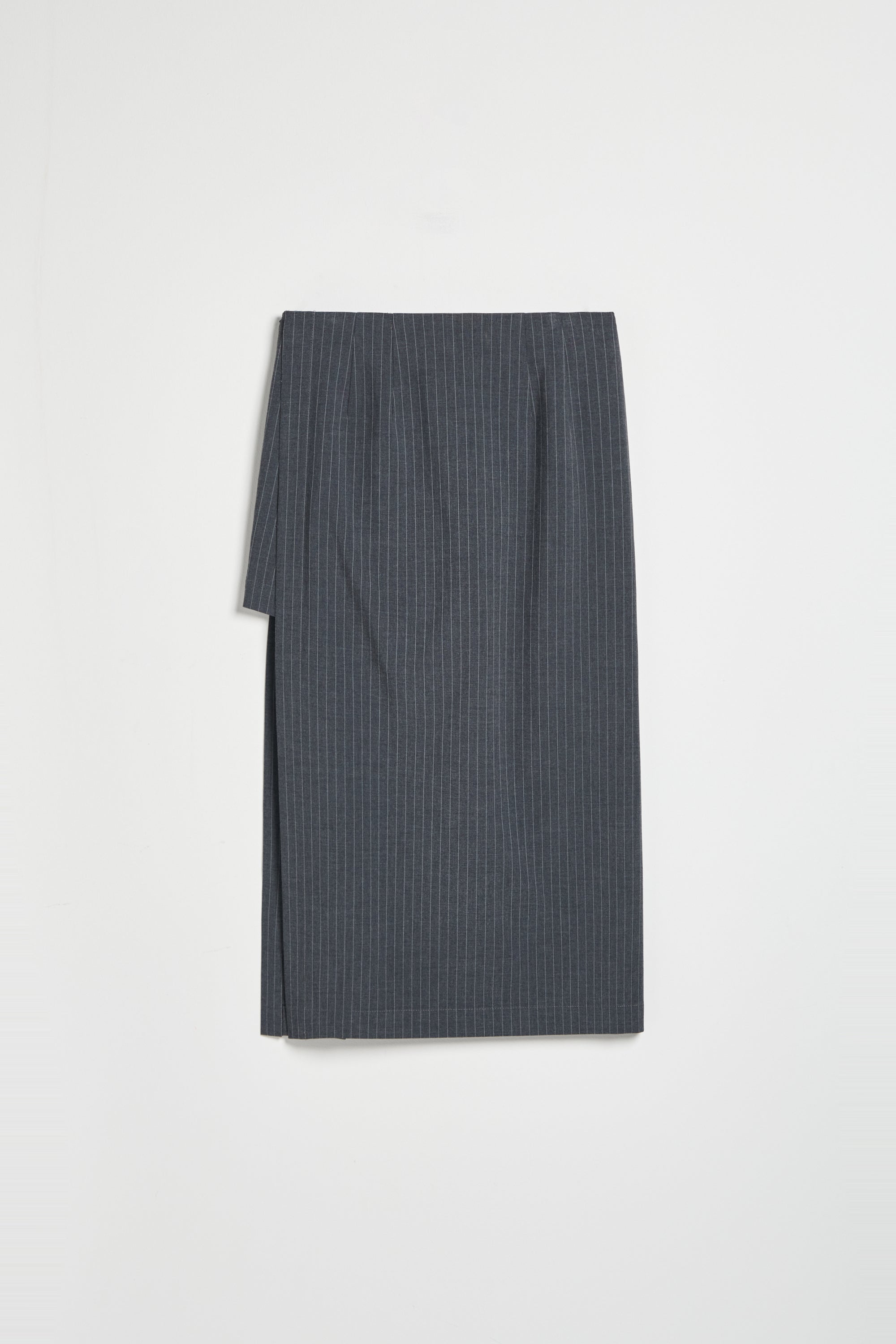 直條紋層次褲裙-灰