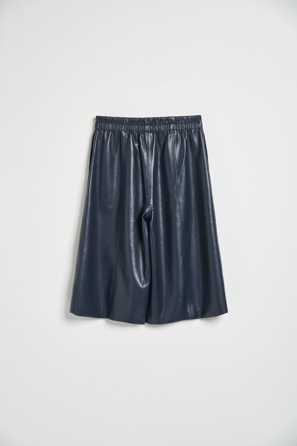 霧面皮革七分褲-藍色