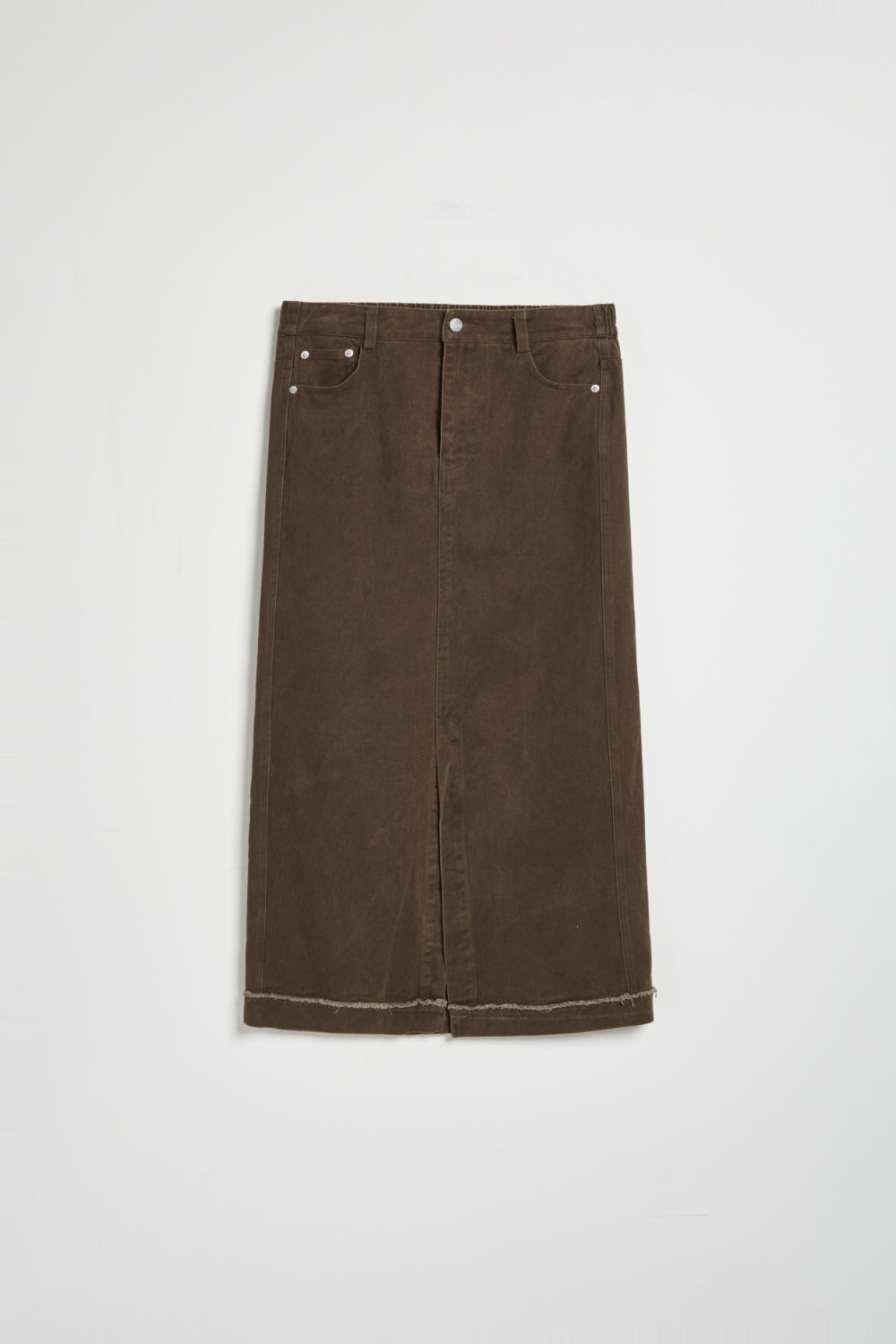 絨面抽鬚斜紋ALINE長裙-咖